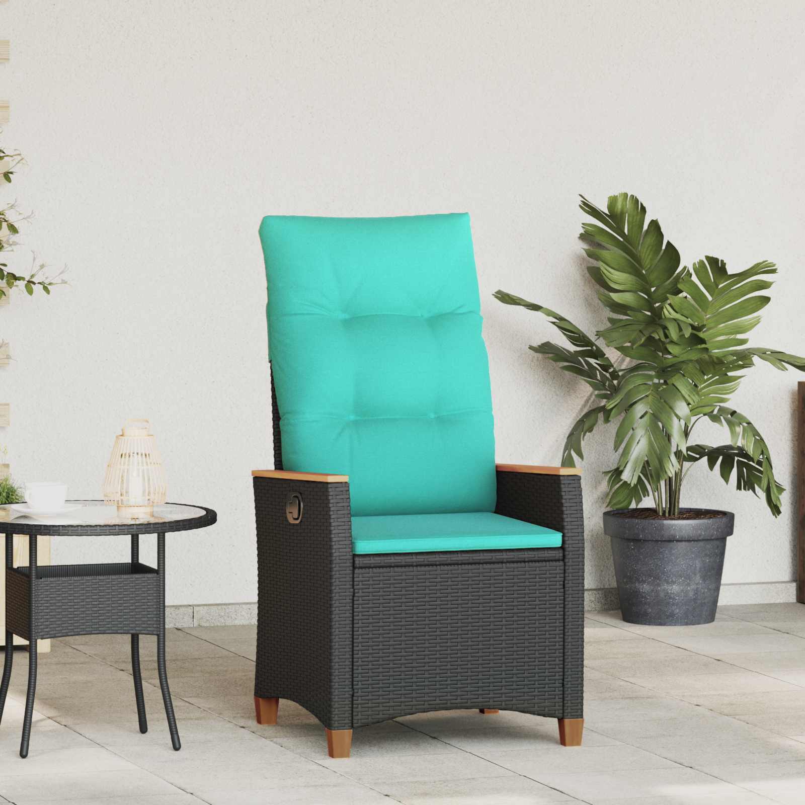 Verstelbare tuinstoel Zwart en Turquoise 64 x 57,5 x 112 cm – afbeelding 1