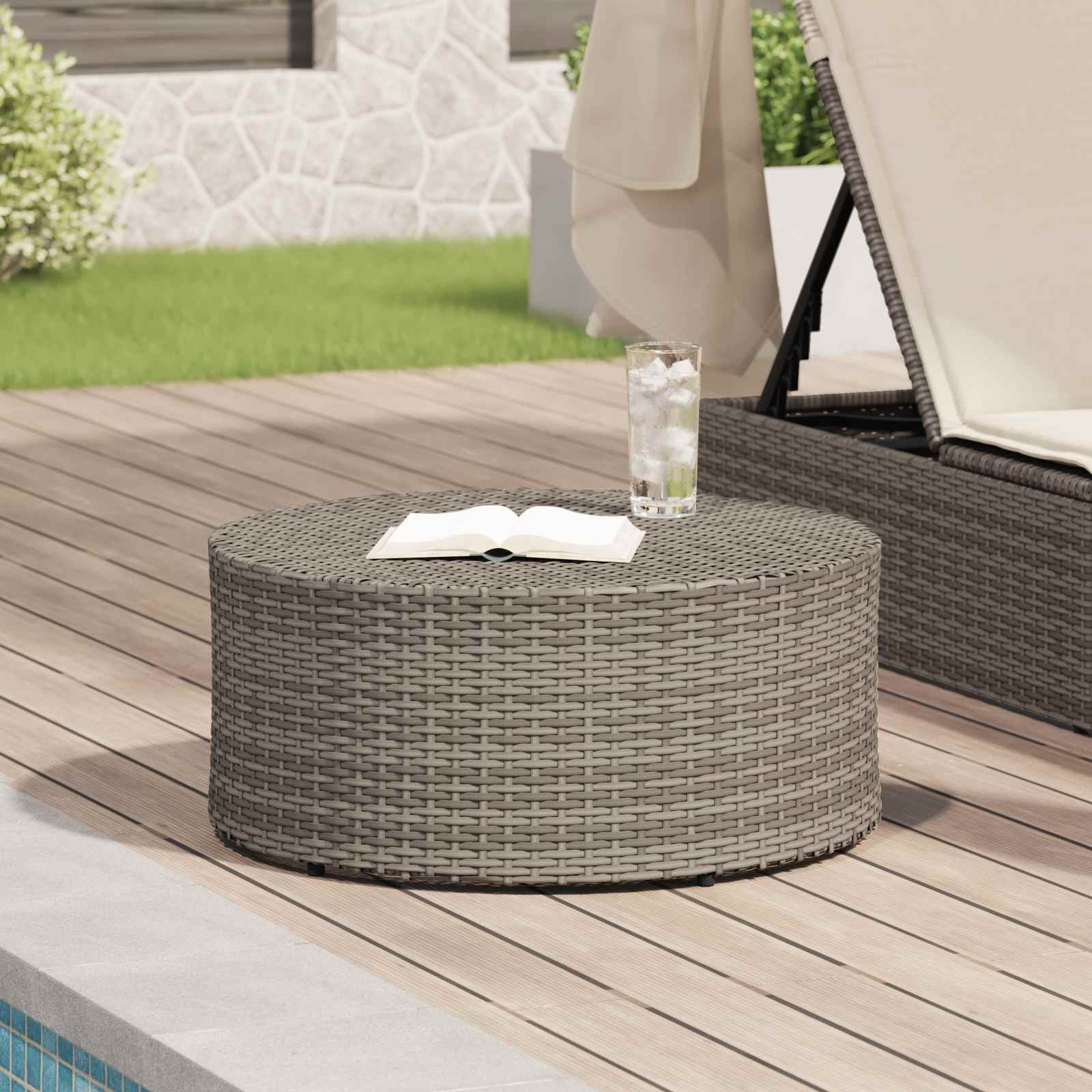 Salontafel voor buiten Grijs Ø 68 x 30 cm polyrotan