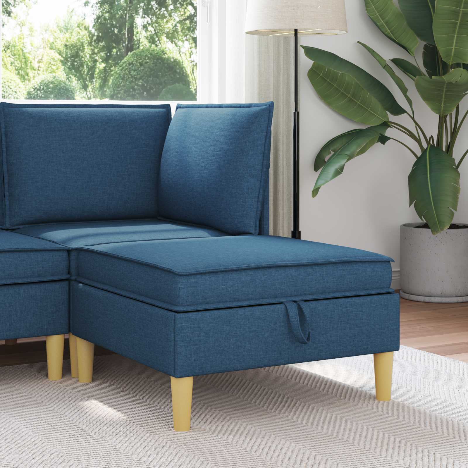 Sofa Kruk met Opslag Blauw Stof – afbeelding 1
