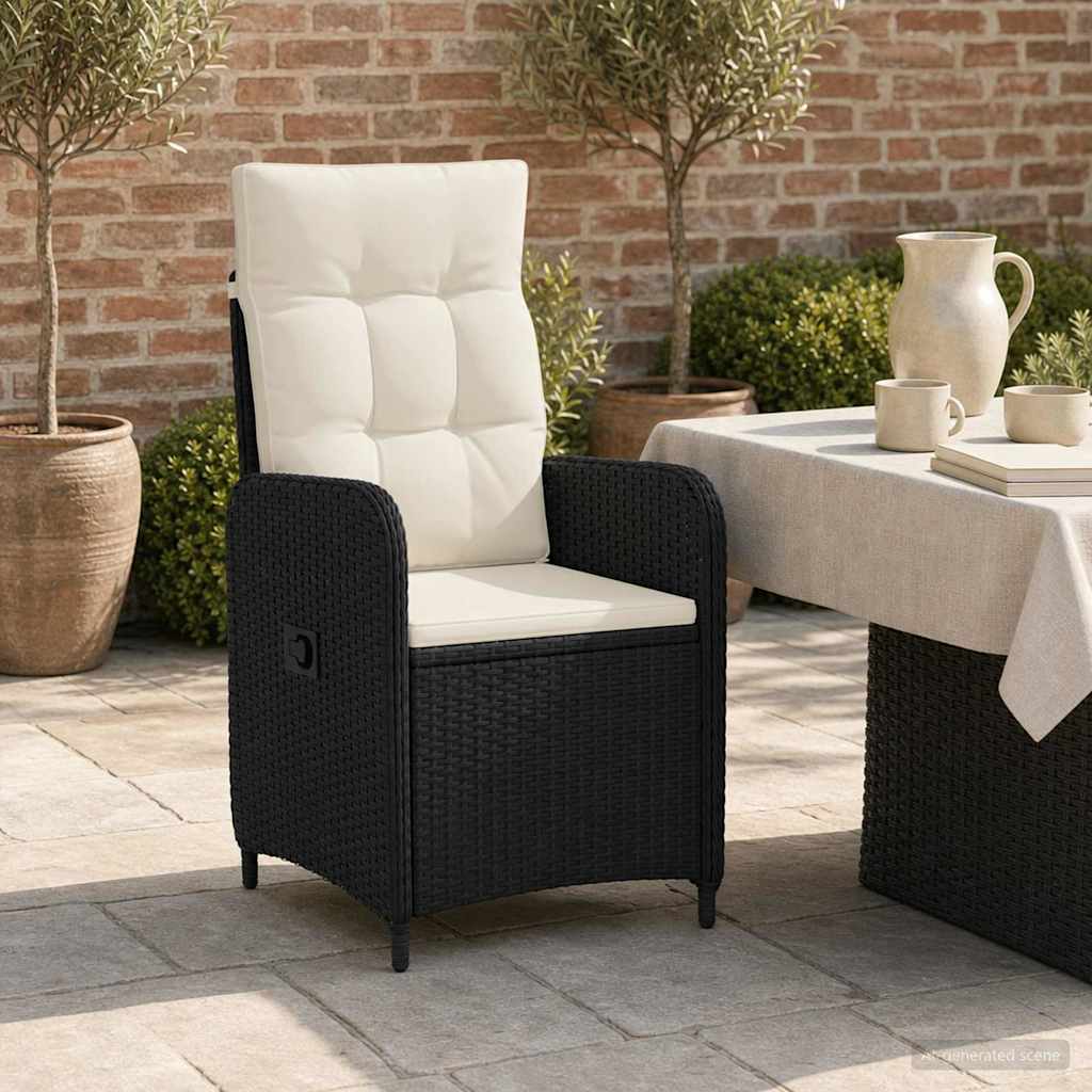Verstelbare tuinstoel Zwart en Cream Wit 57 x 63 x 94 cm
