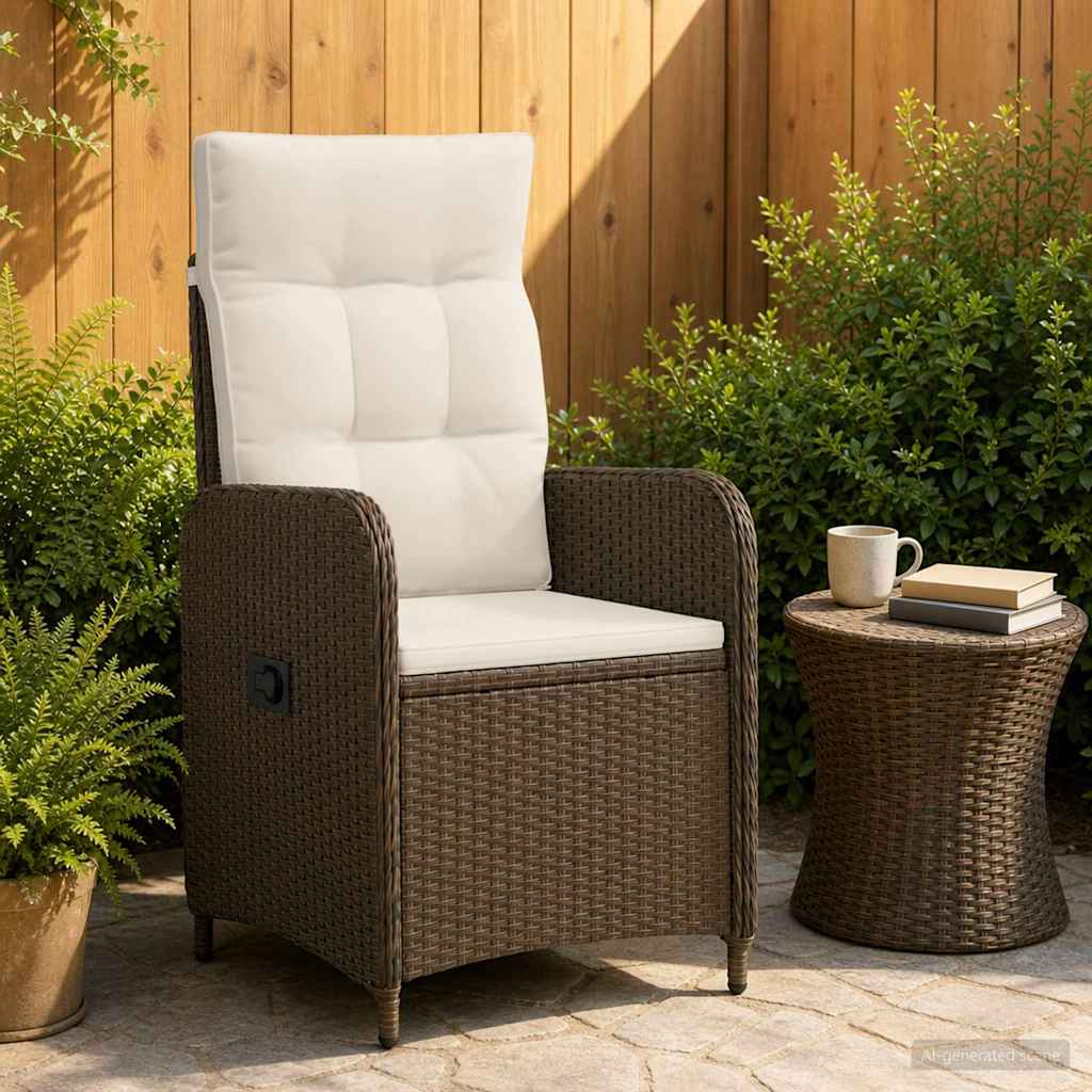 Verstelbare tuinstoel Bruin en Crème Wit 57 x 63 x 94 cm – afbeelding 1