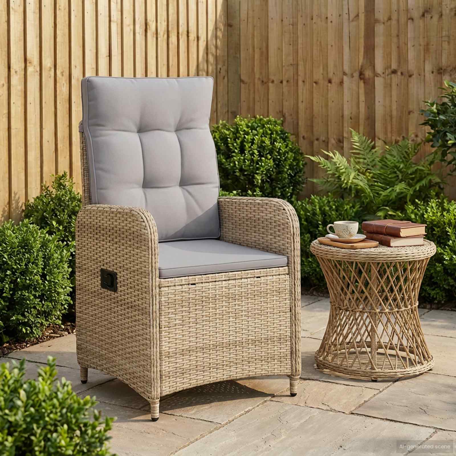 Verstelbare tuinstoel Beige en Licht Grijs 57 x 63 x 94 cm – afbeelding 1