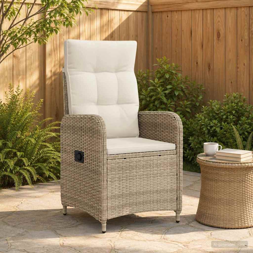Verstelbare tuinstoel Beige en Crème Wit 57 x 63 x 94 cm