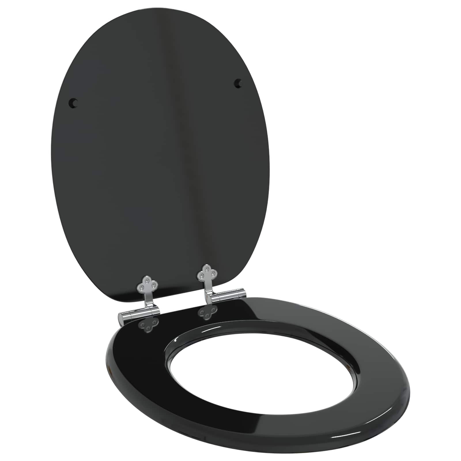 Zachte sluit toiletbril Zwart 44 x 38 cm MDF-plaat