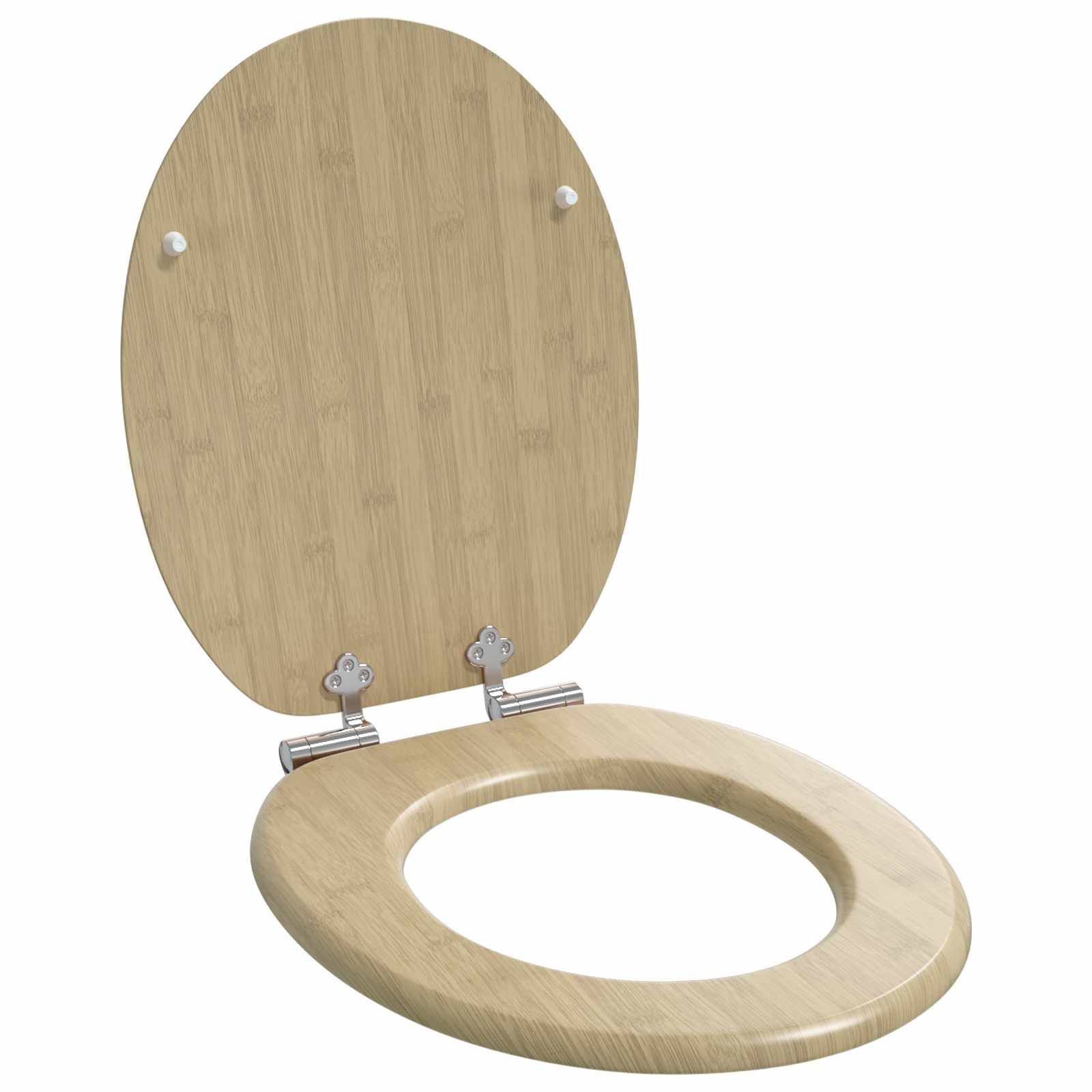 Zachte sluit toiletbril Lichte Bamboekleur 44 x 38 cm MDF-plaat