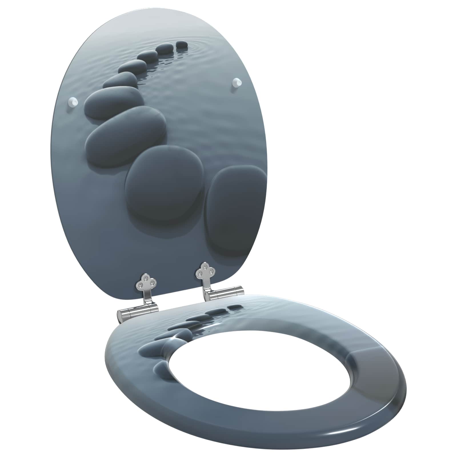 Zachte sluit toiletbril Grijs 44 x 38 cm MDF-plaat