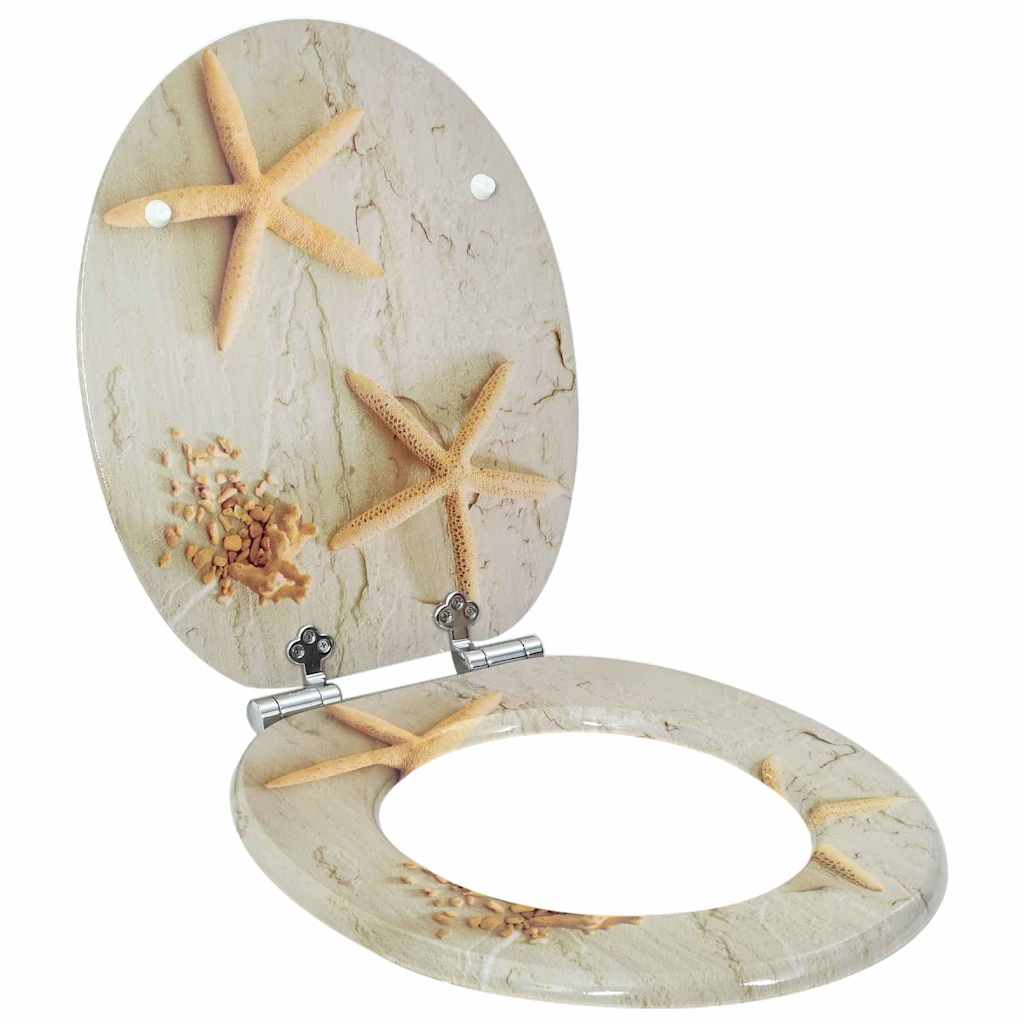 Zachte sluit toiletbril Geel en Wit 44 x 38 cm MDF-plaat