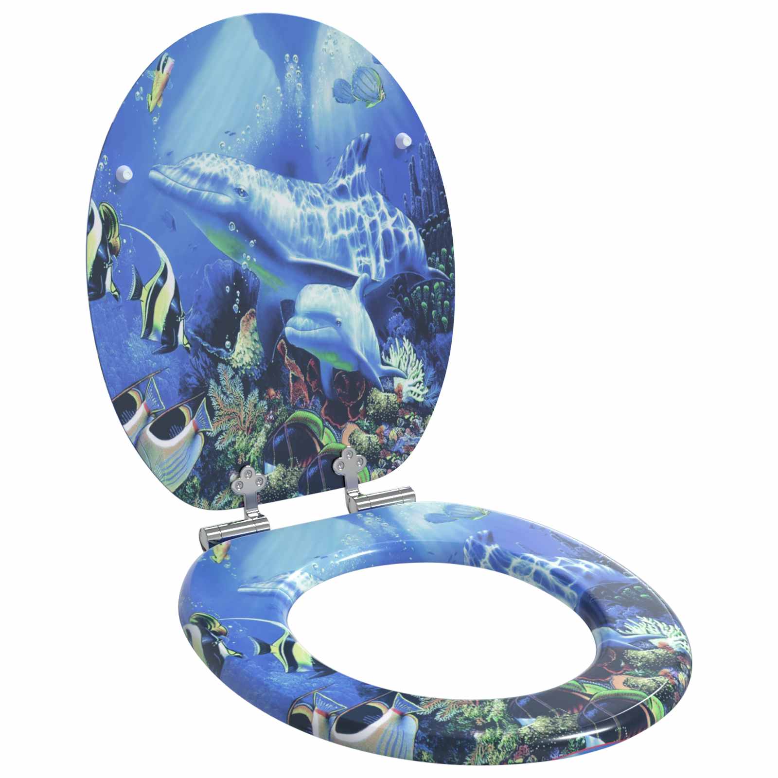Zachte sluit toiletbril Blauw 44 x 38 cm MDF-plaat