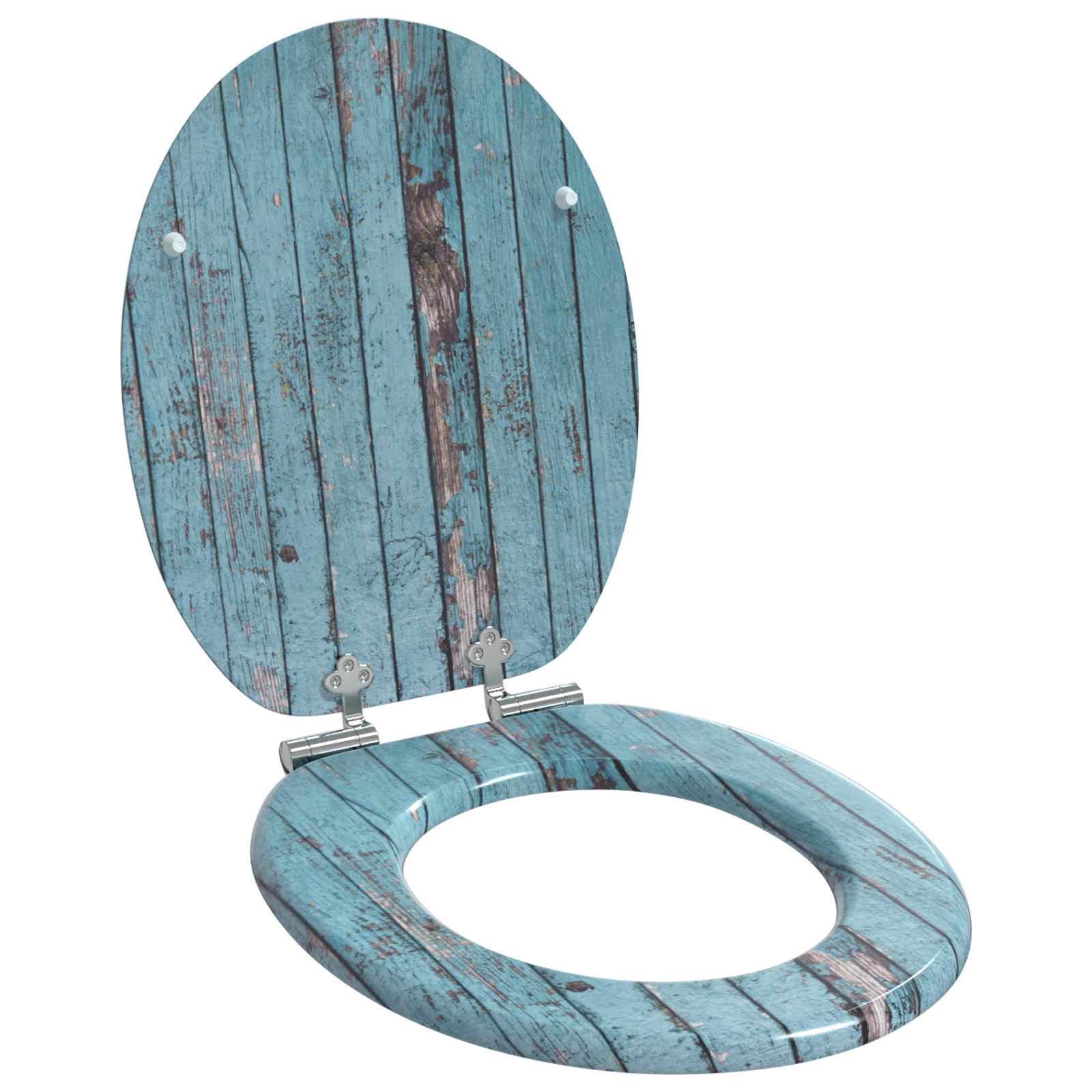 Zachte sluit toiletbril Blauw 44 x 38 cm MDF-plaat