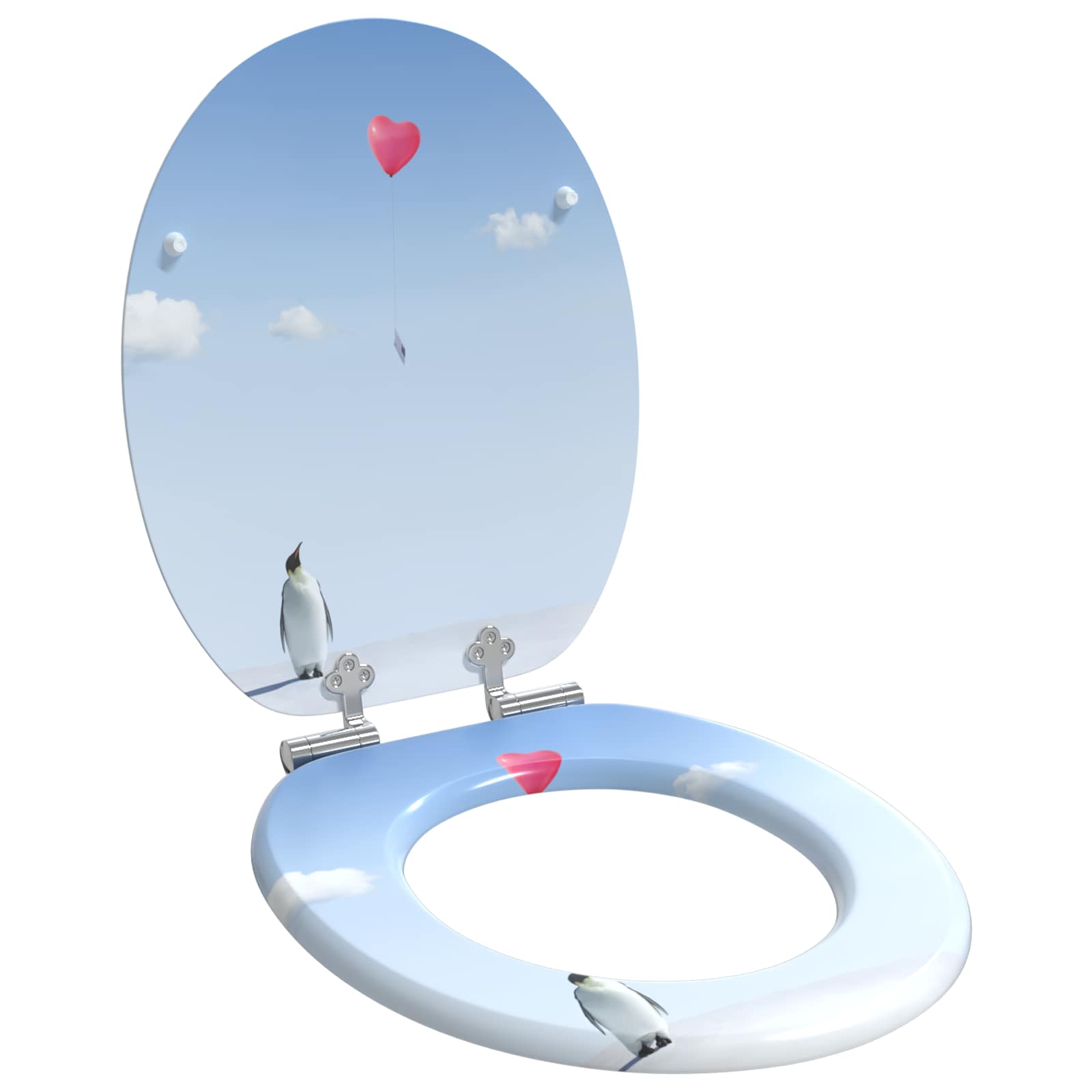 Zachte sluit toiletbril Blauw 44 x 38 cm MDF-plaat