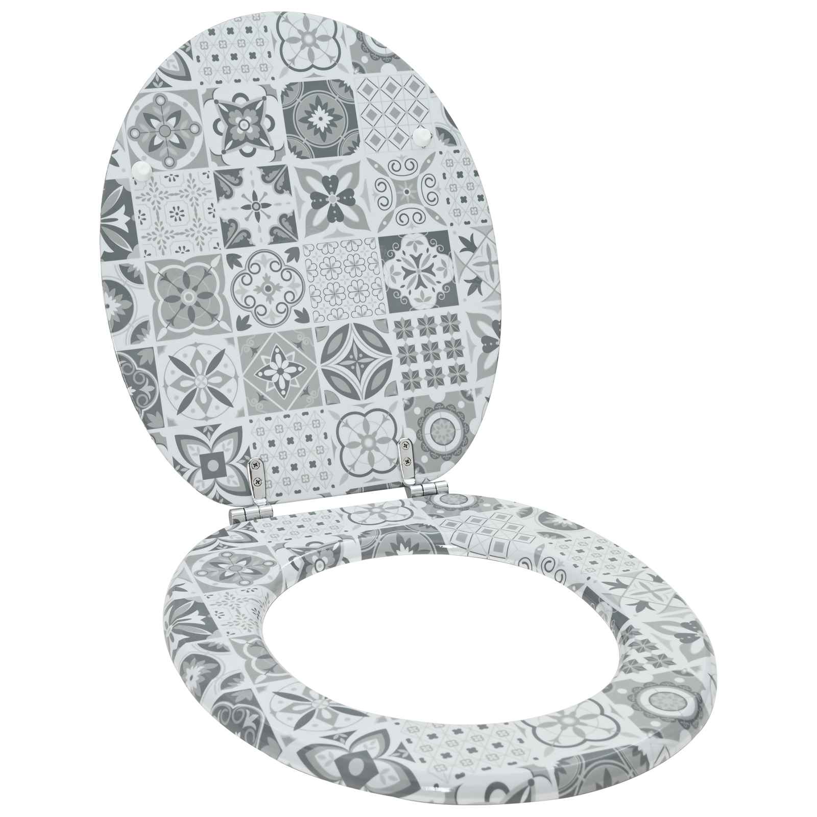 Zachte sluit toiletbril Grijs 44 x 38 cm MDF-plaat