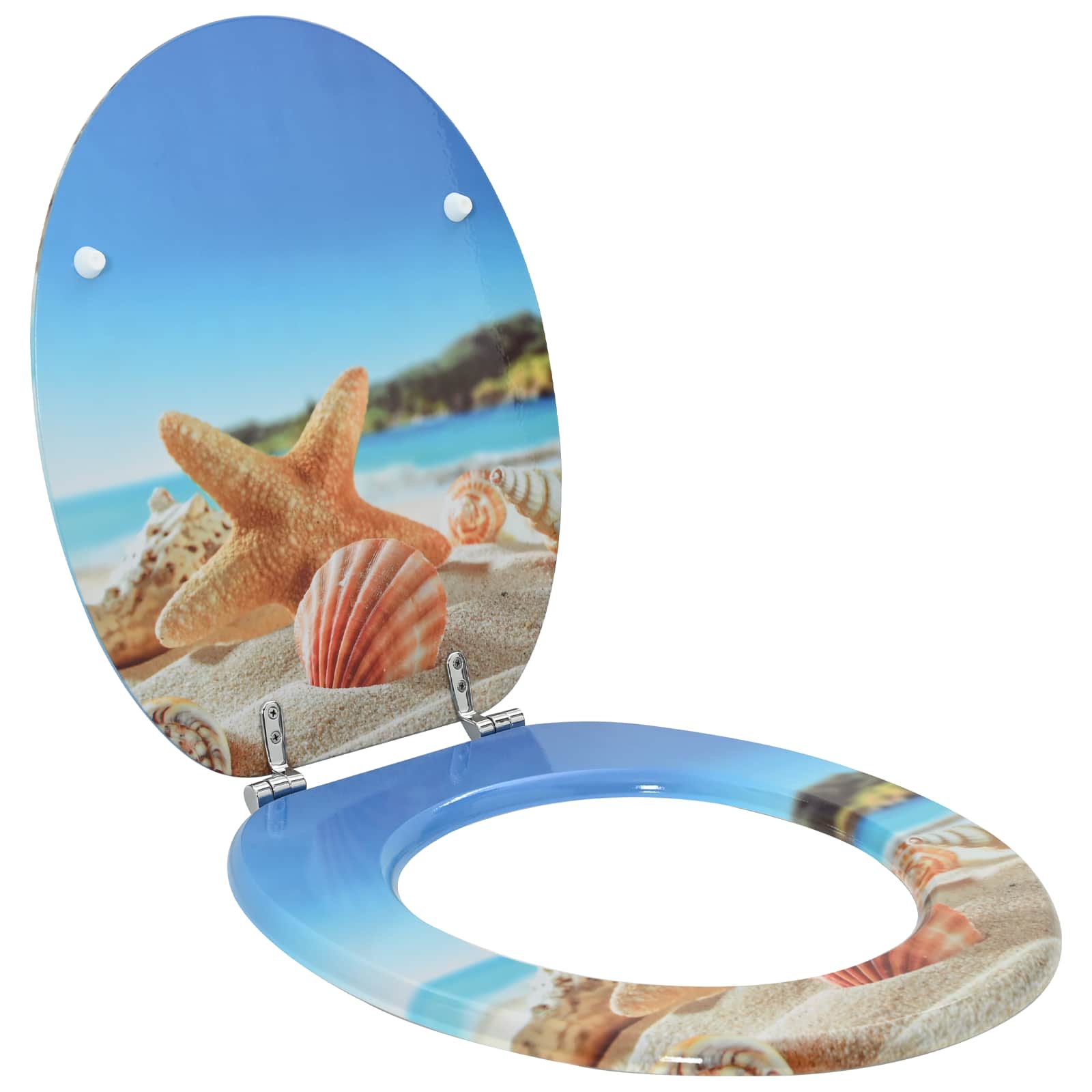 Zachte sluit toiletbril Lichtblauw 44 x 38 cm MDF-plaat