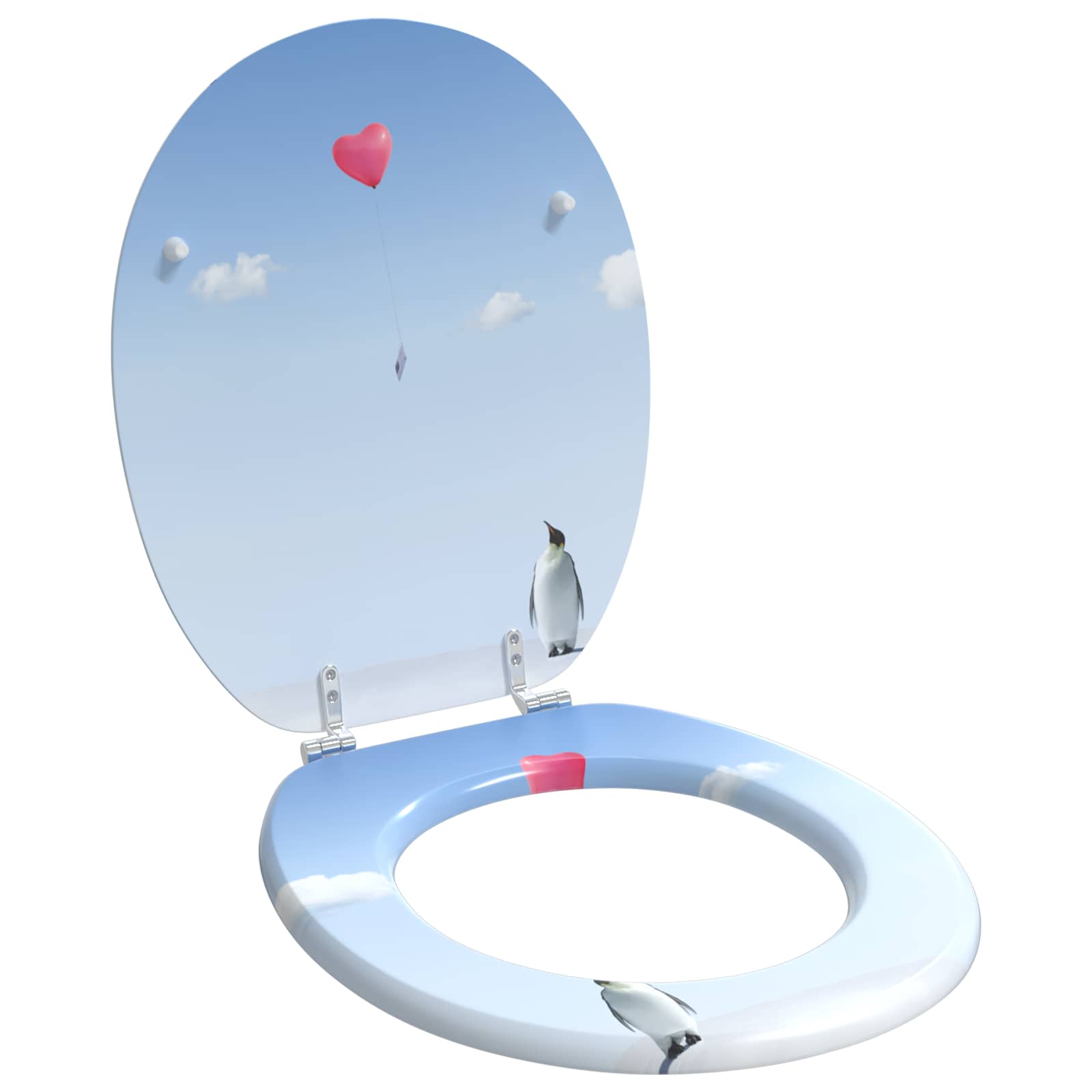 Zachte sluit toiletbril Blauw 44 x 38 cm MDF-plaat