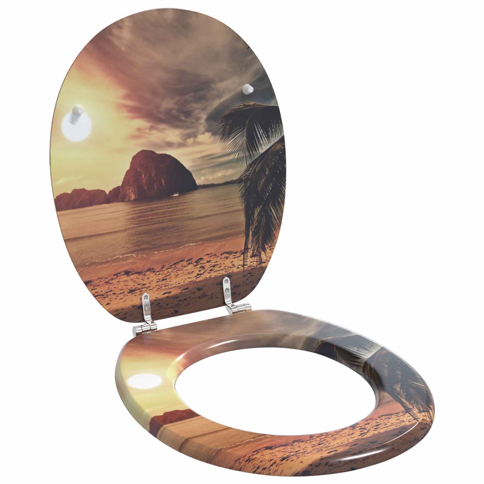 Zachte sluit toiletbril Oranje 44 x 38 cm MDF-plaat