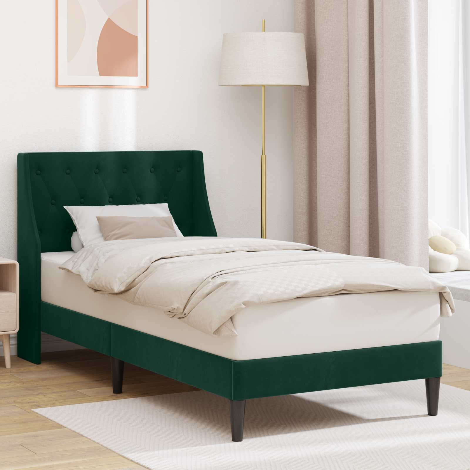 Bedframe met hoofdeinde Donkergroen 80 x 200 cm Fluweel