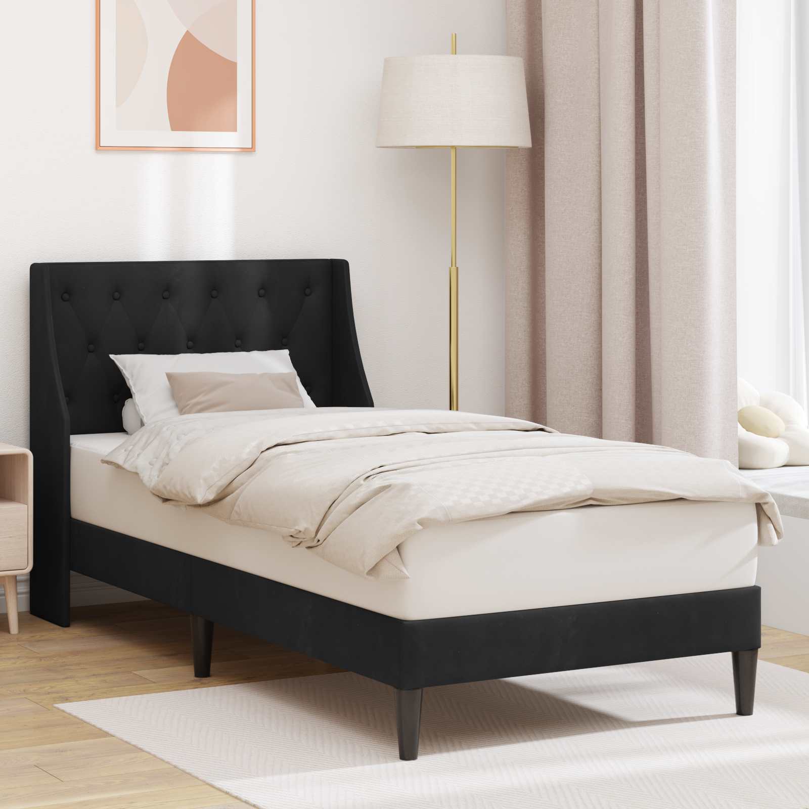 Bedframe met hoofdeinde Zwart 80 x 200 cm Fluweel