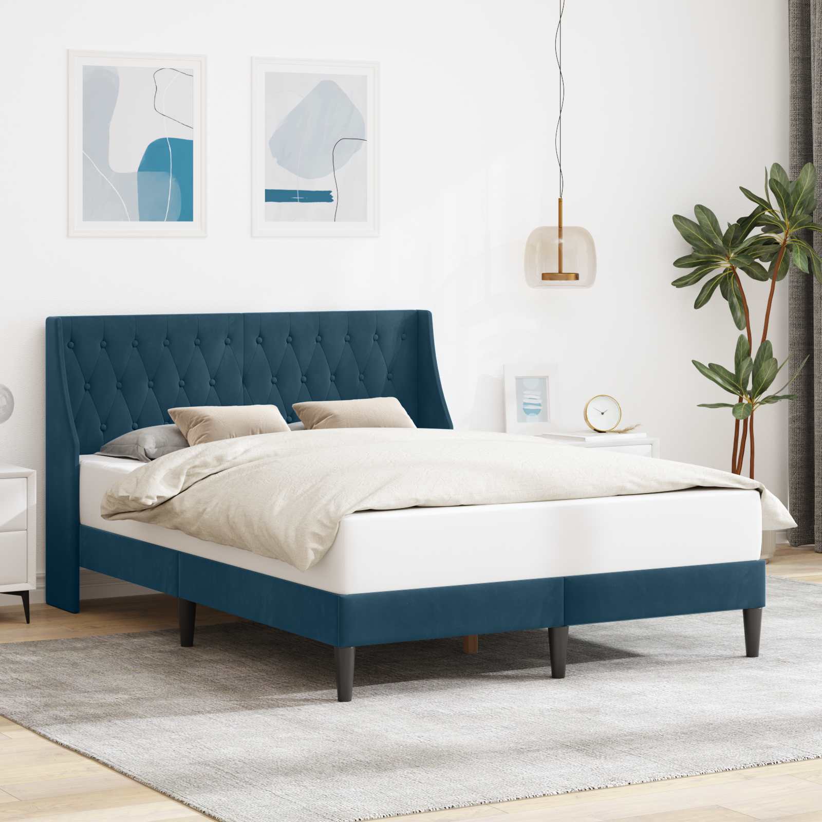 Bedframe met hoofdeinde Blauw 120 x 190 cm Fluweel