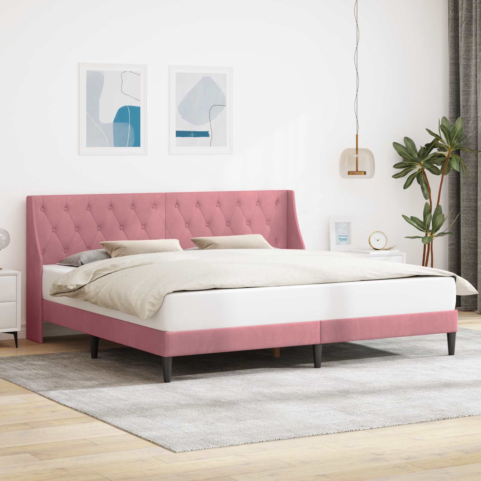 Bedframe met hoofdeinde Roze 180 x 200 cm Fluweel