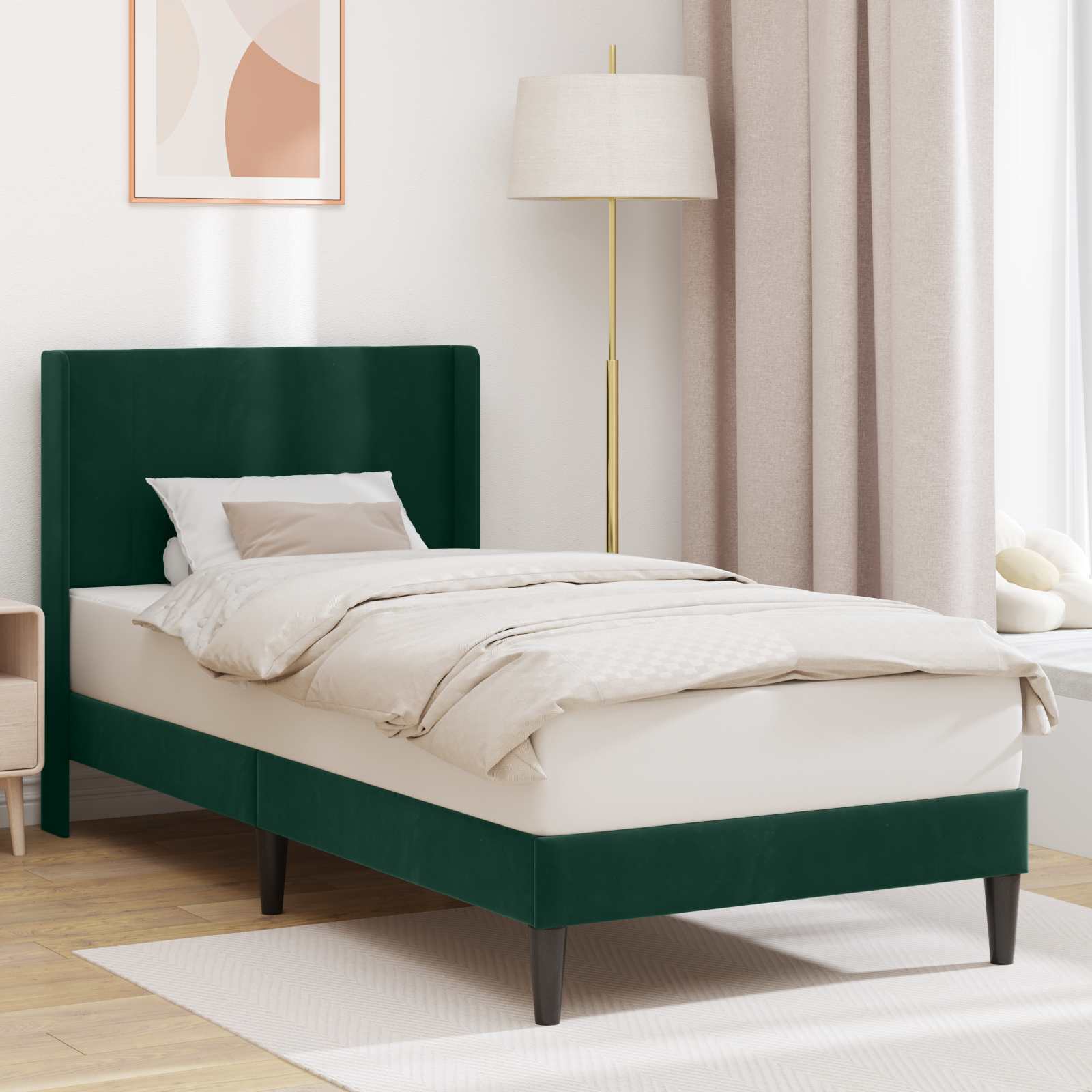 Bedframe met hoofdeinde Donkergroen 90 x 200 cm Fluweel