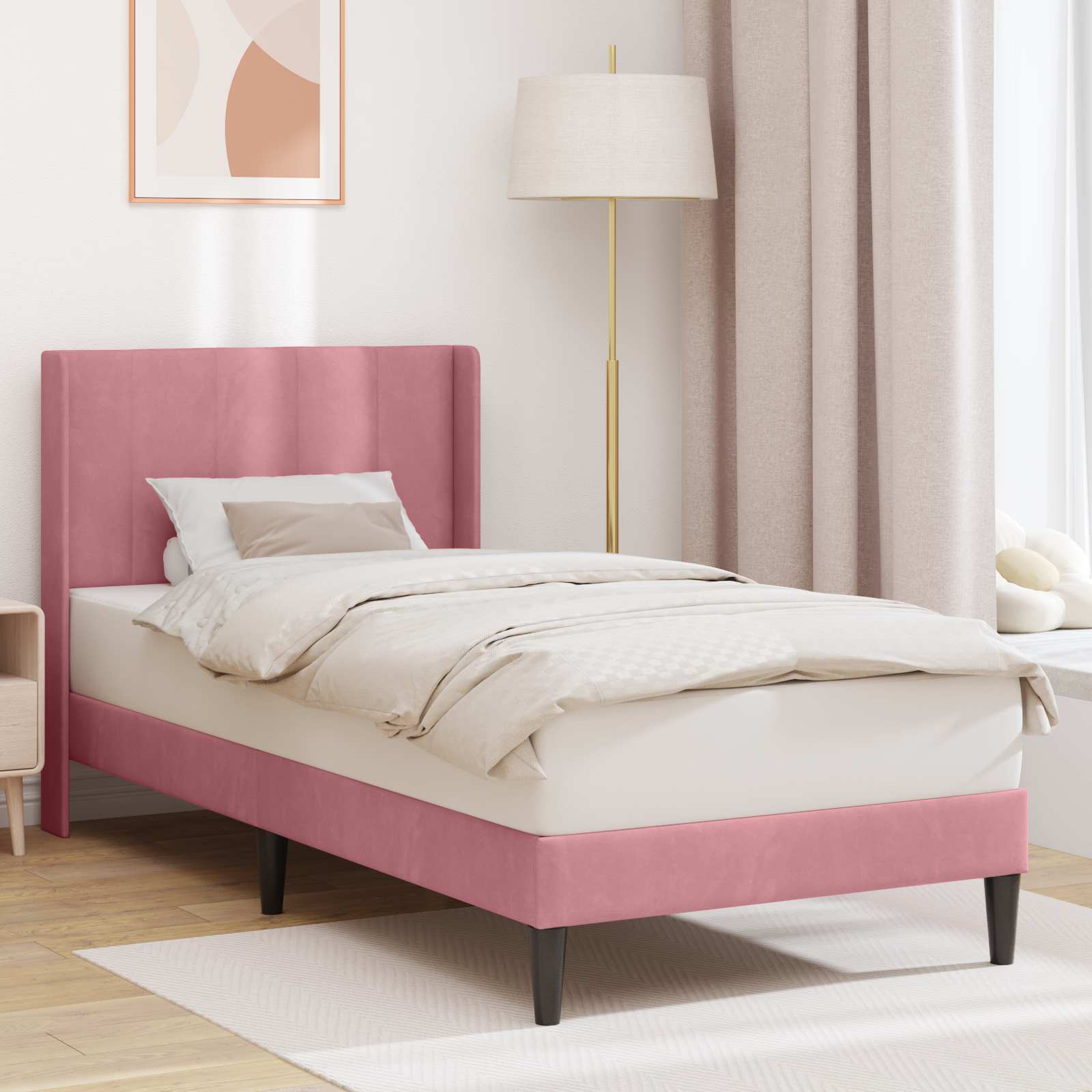 Bedframe met hoofdeinde Roze 100 x 200 cm Fluweel