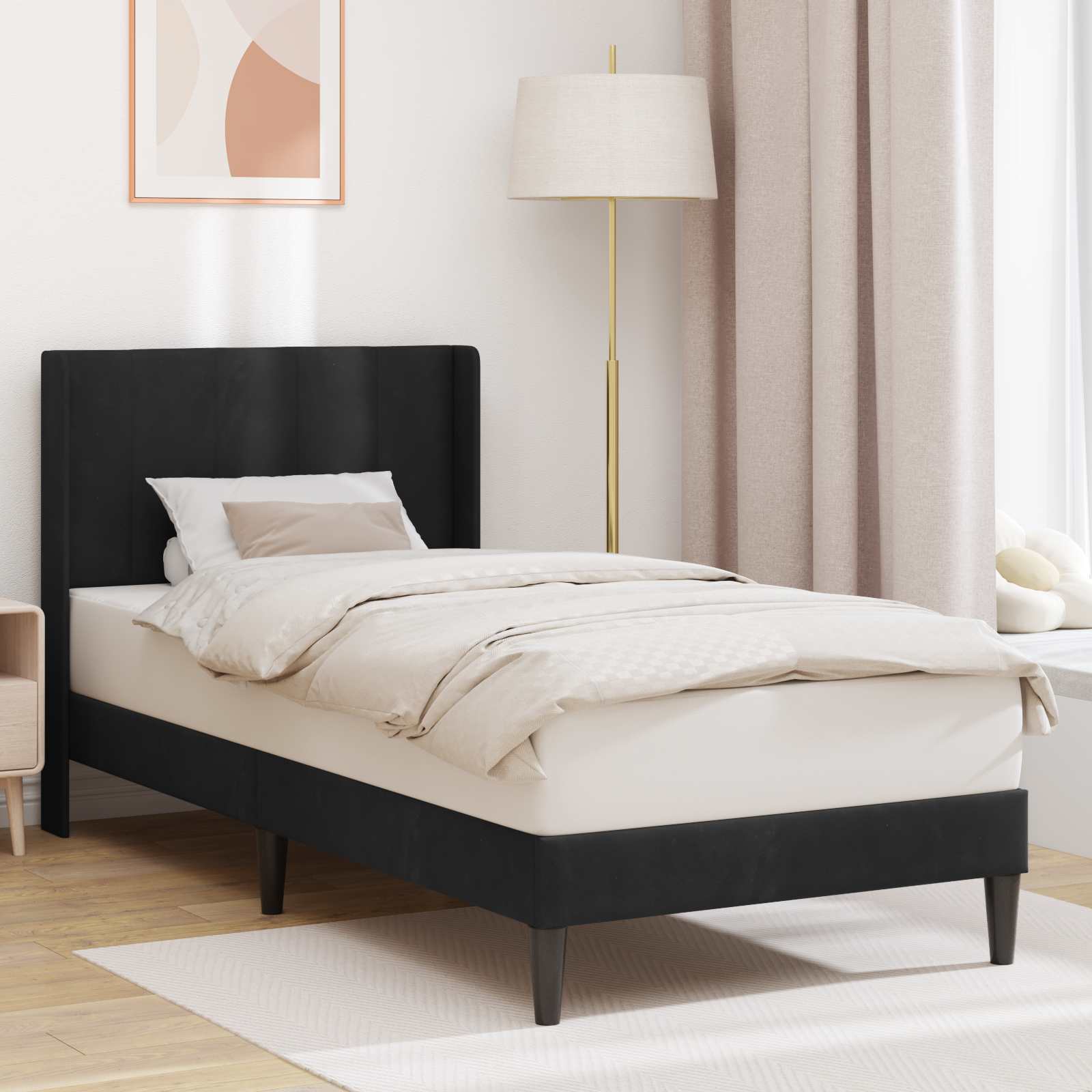 Bedframe met hoofdeinde Zwart 100 x 200 cm Fluweel