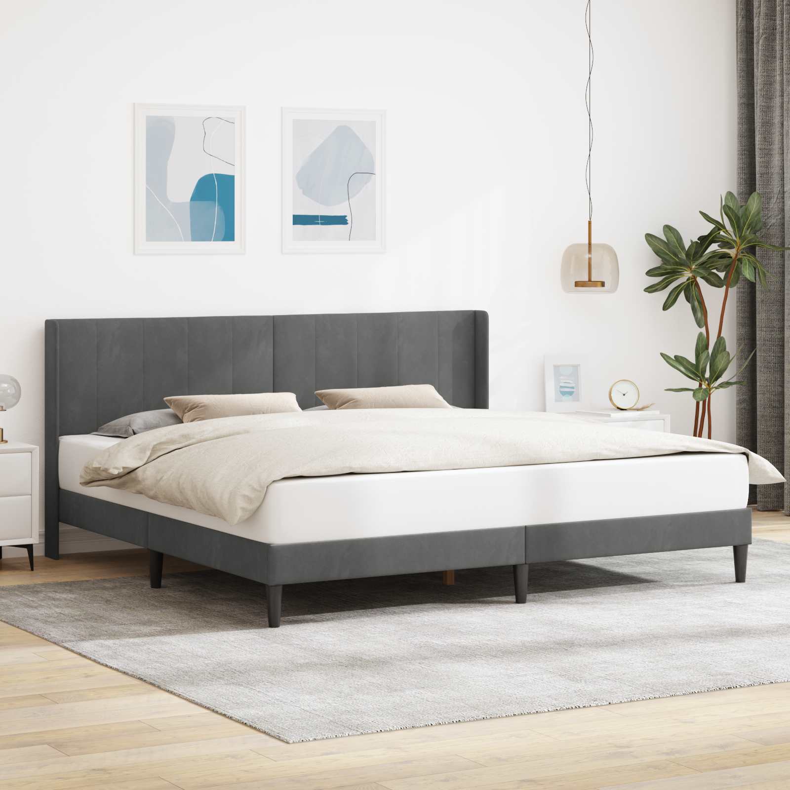 Bedframe met hoofdeinde Donkergrijs 180 x 200 cm Fluweel