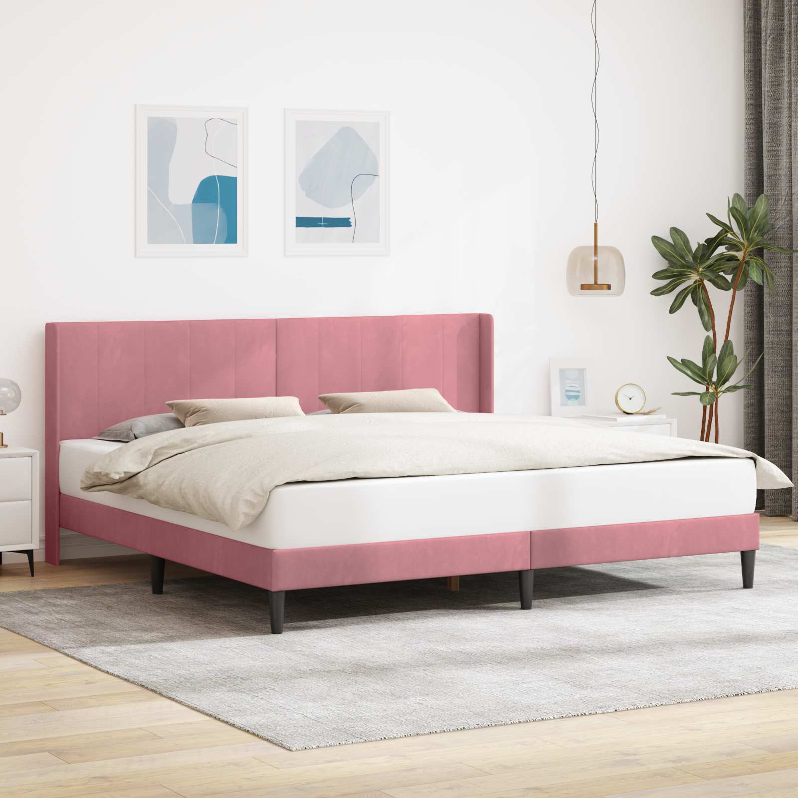 Bedframe met hoofdeinde Roze 200 x 200 cm Fluweel