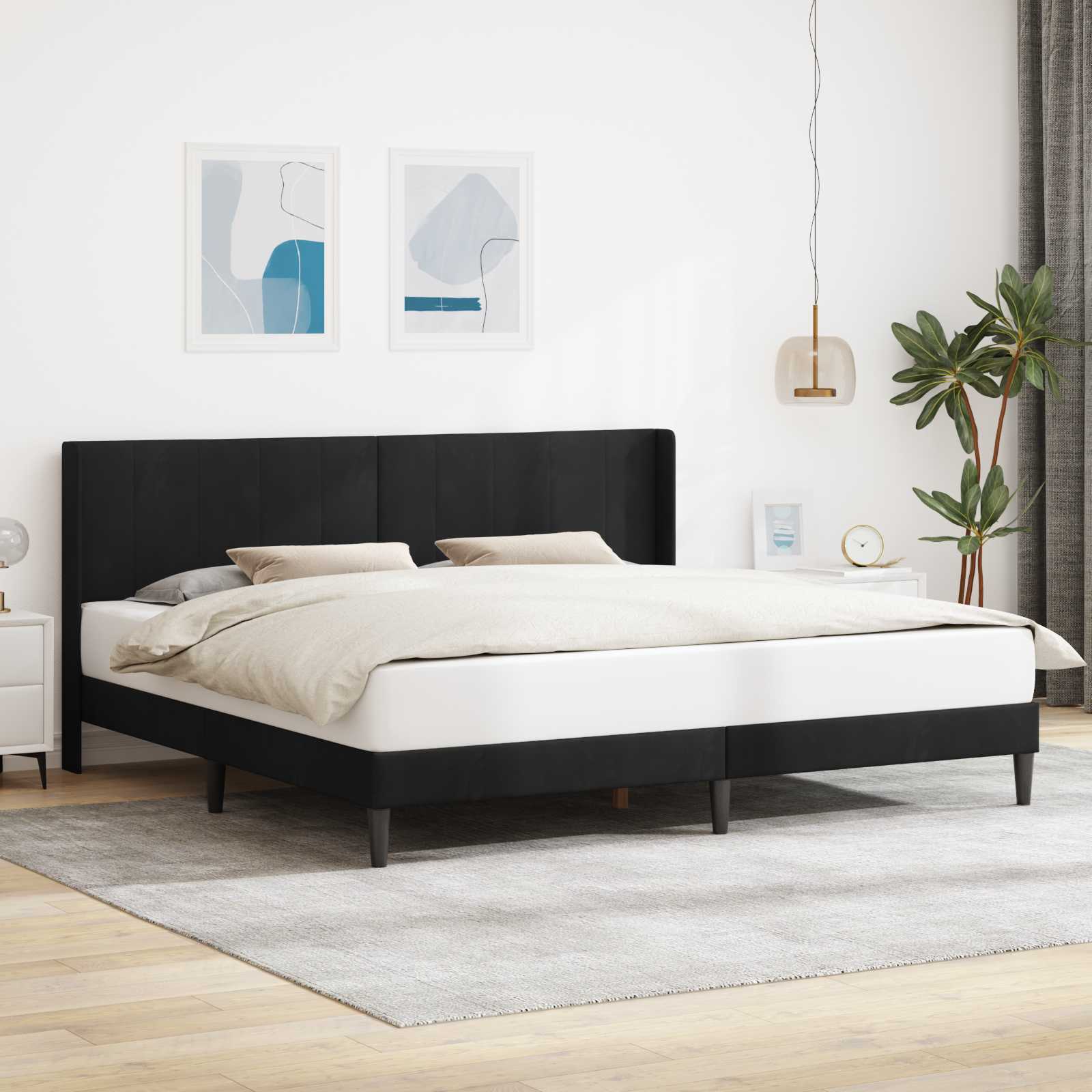 Bedframe met hoofdeinde Zwart 200 x 200 cm Fluweel