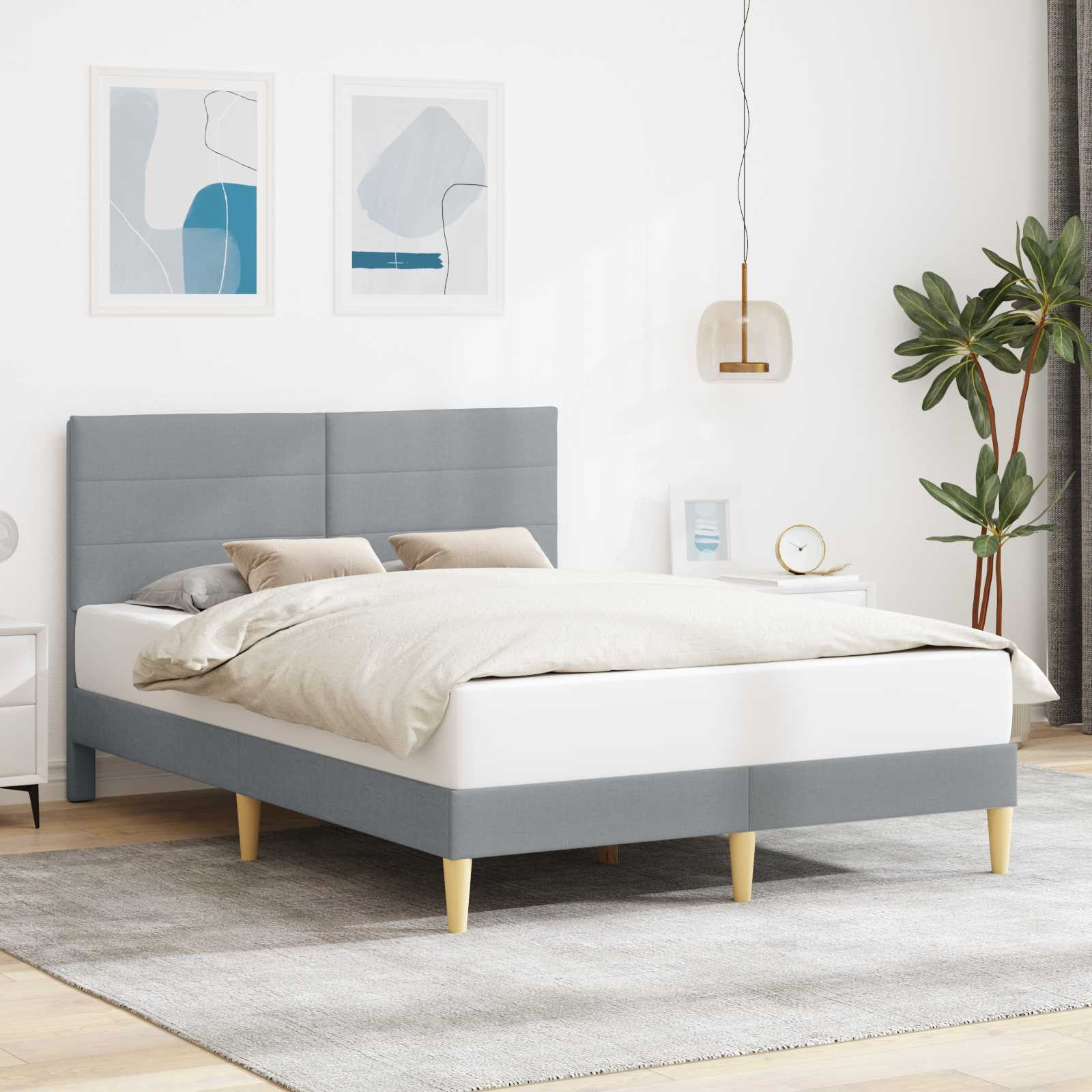 Bedframe met hoofdeinde Lichtgrijs 120 x 190 cm Stof