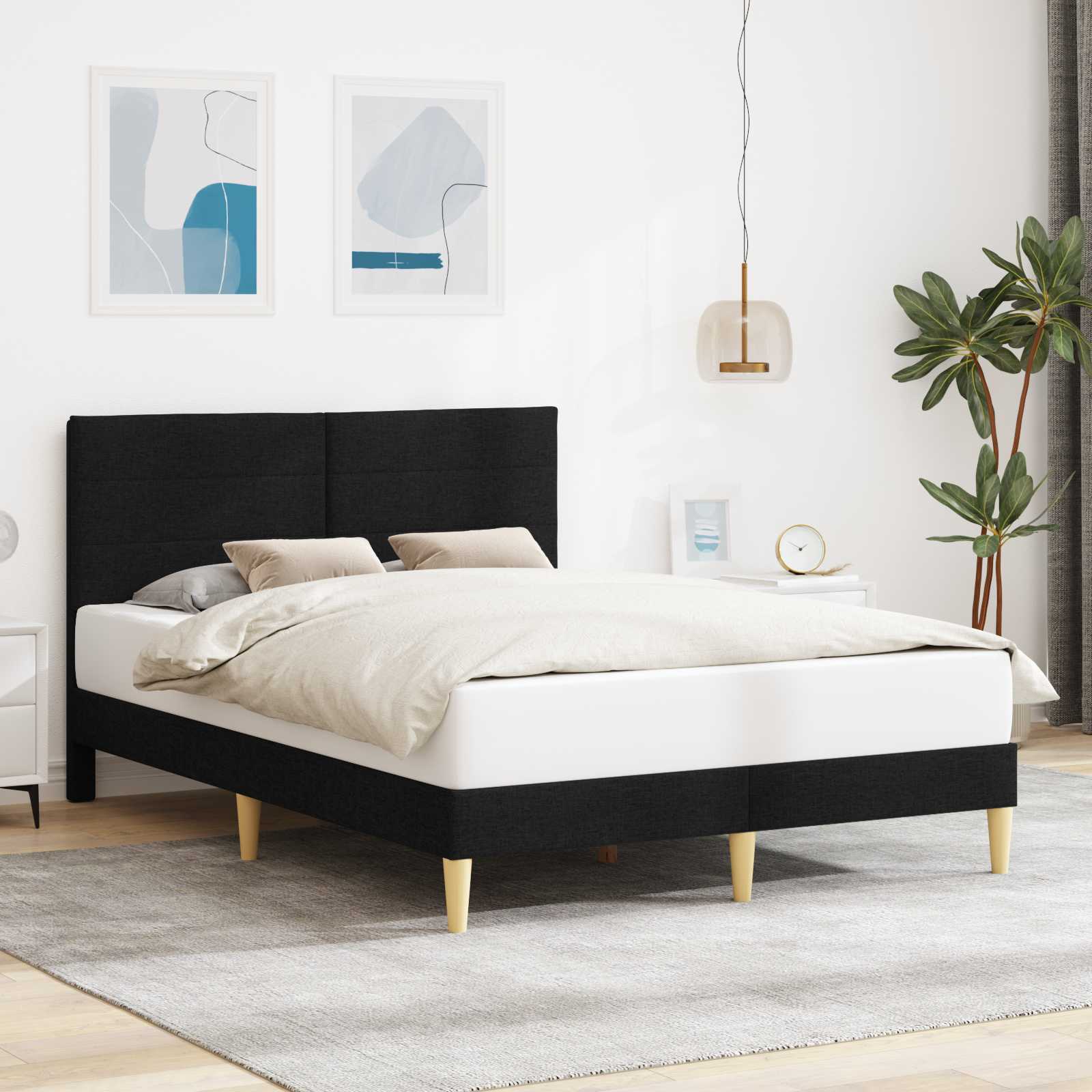 Bedframe met hoofdeinde Zwart 120 x 200 cm Stof