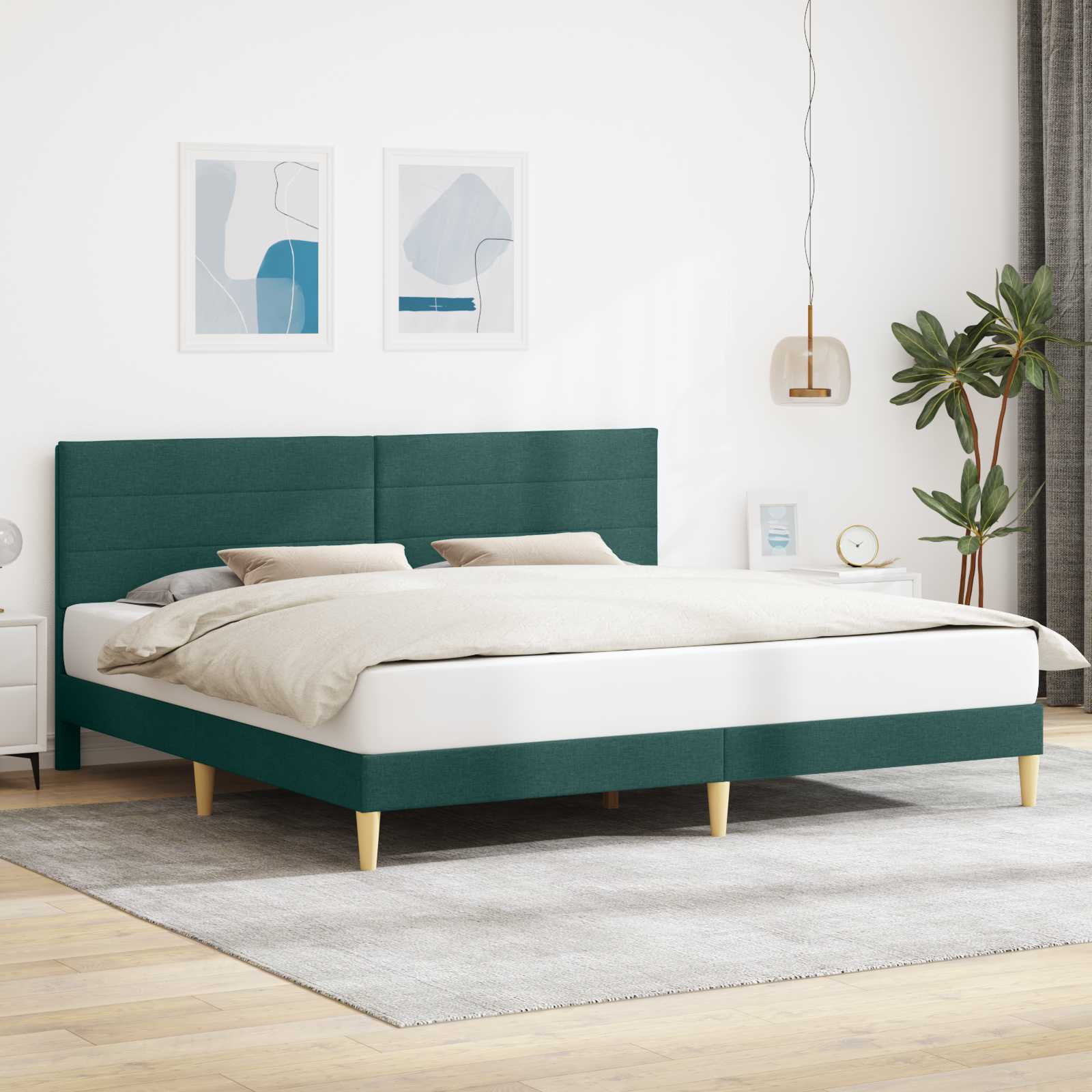 Bedframe met hoofdeinde Donkergroen 180 x 200 cm Stof