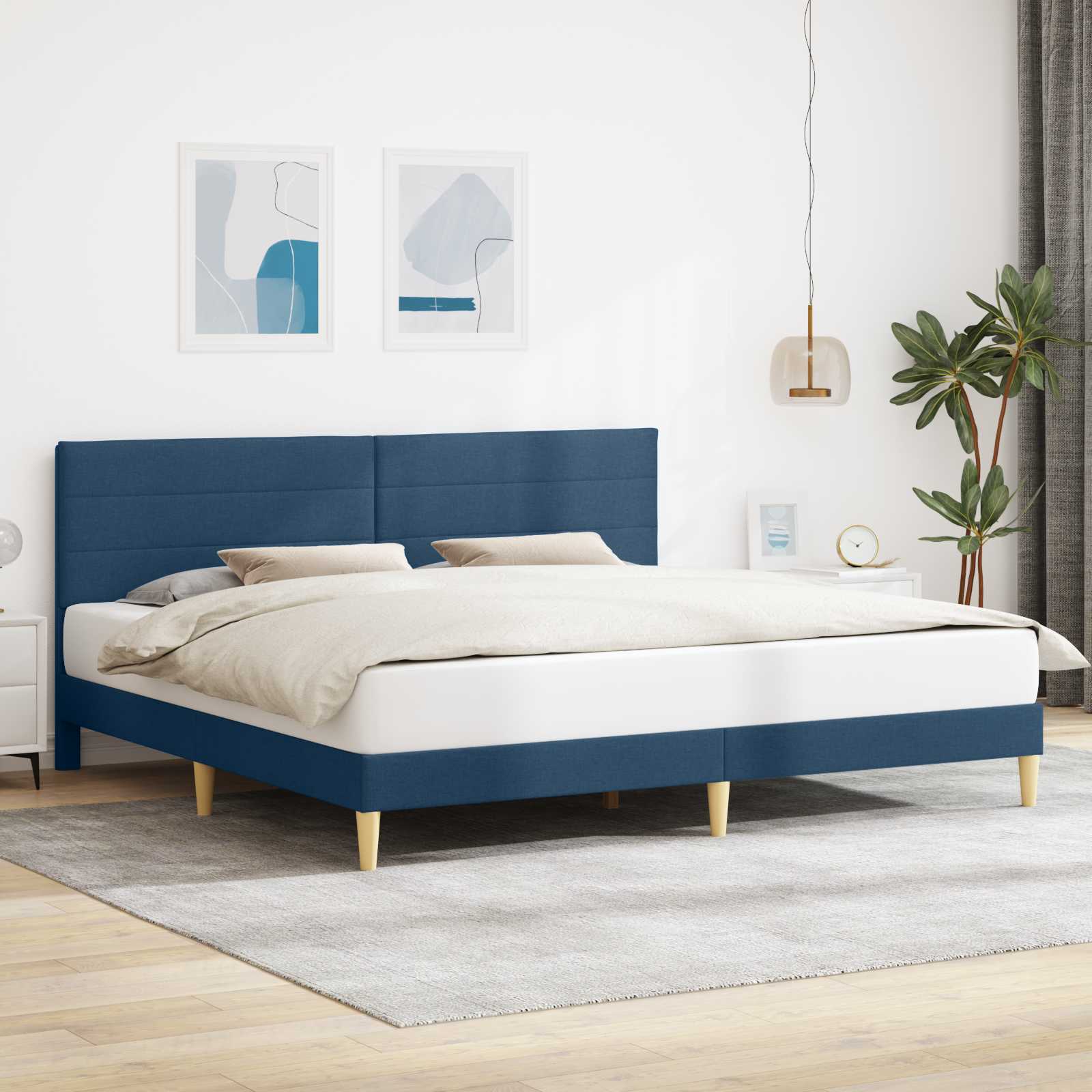 Bedframe met hoofdeinde Blauw 180 x 200 cm Stof