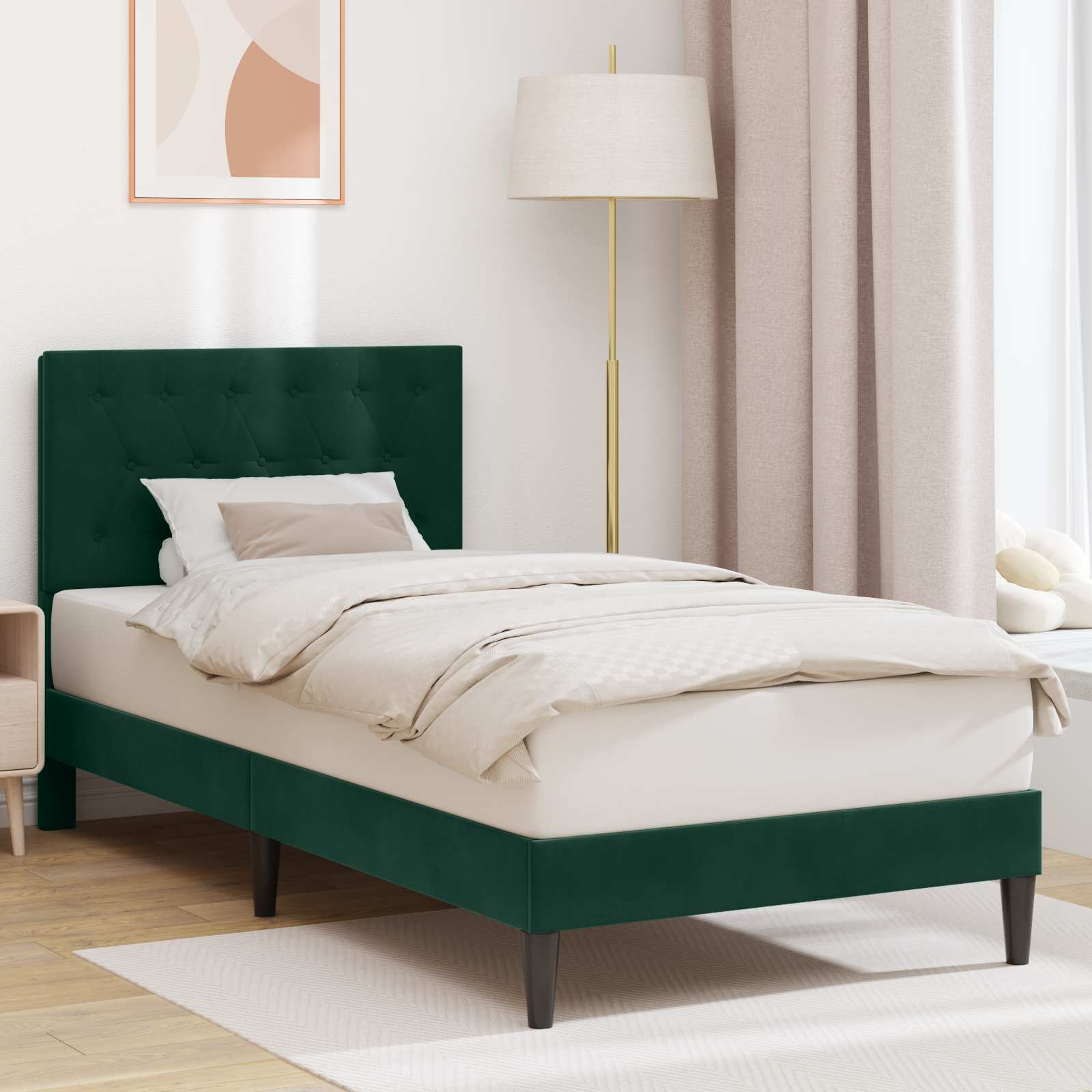 Bedframe met hoofdeinde Donkergroen 100 x 200 cm Fluweel