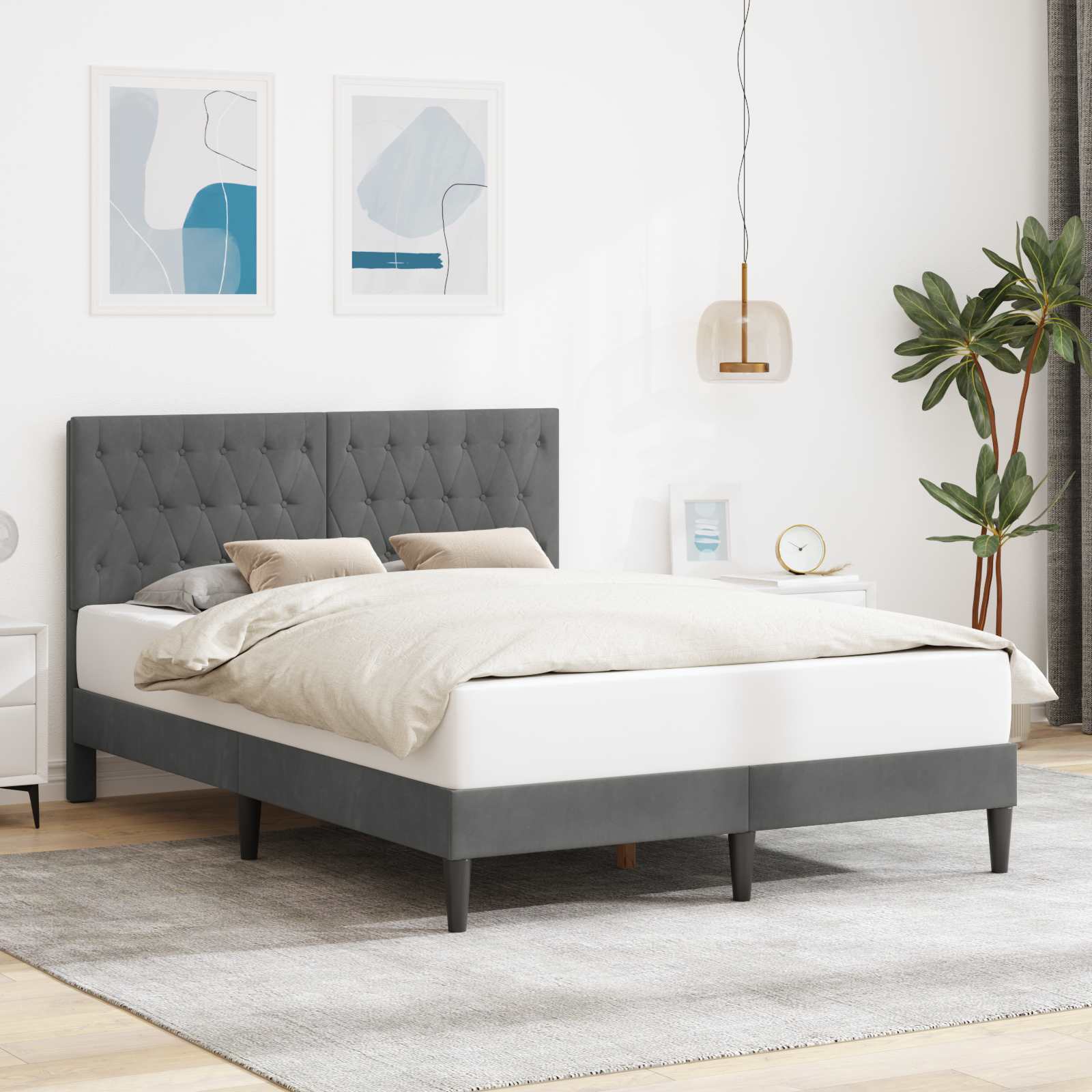 Bedframe met hoofdeinde Donkergrijs 120 x 190 cm Fluweel