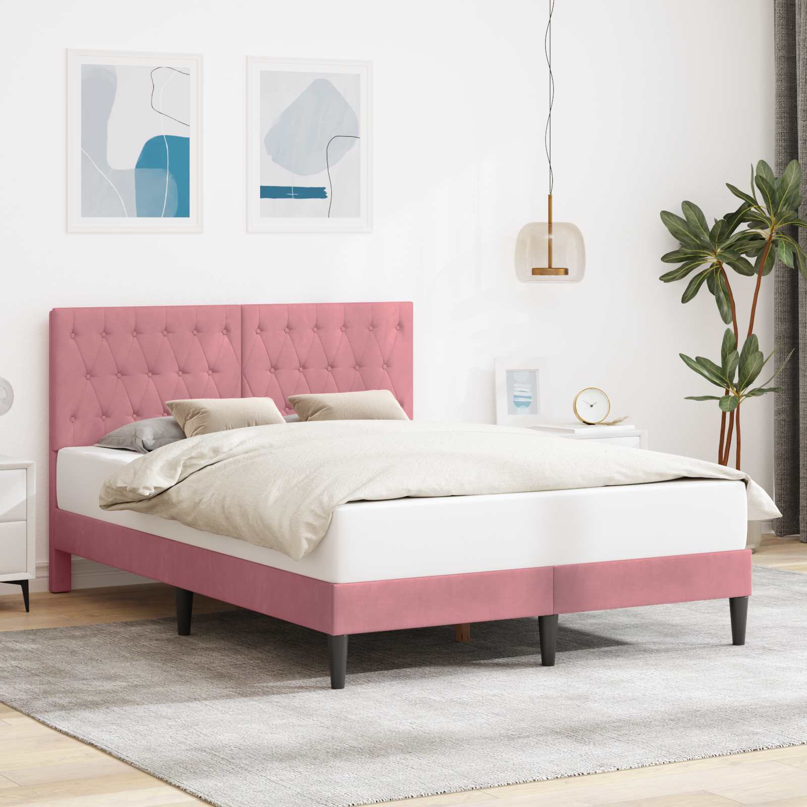 Bedframe met hoofdeinde Roze 120 x 190 cm Fluweel