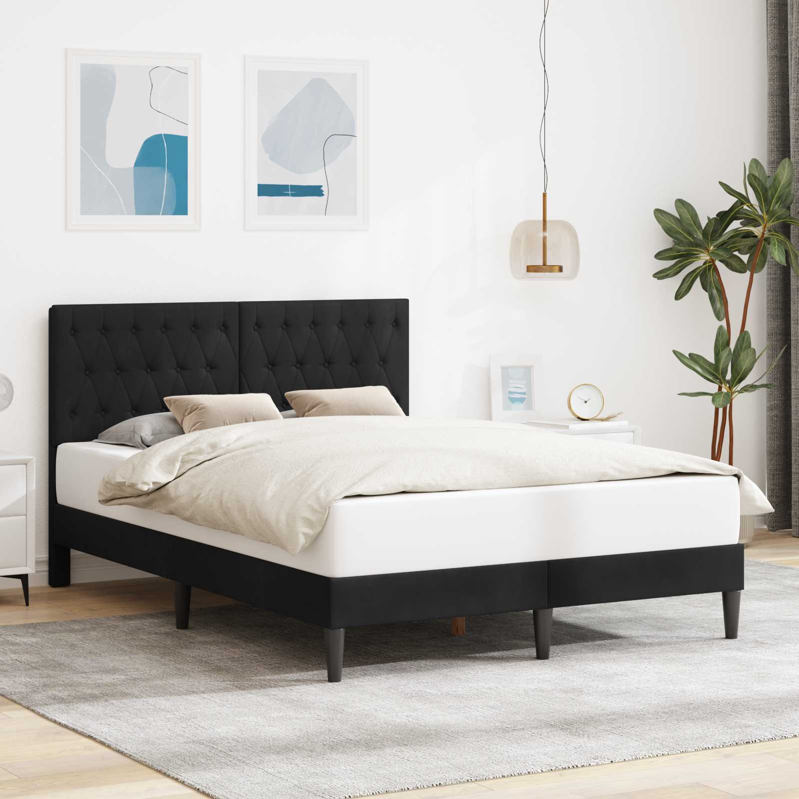 Bedframe met hoofdeinde Zwart 140 x 190 cm Fluweel