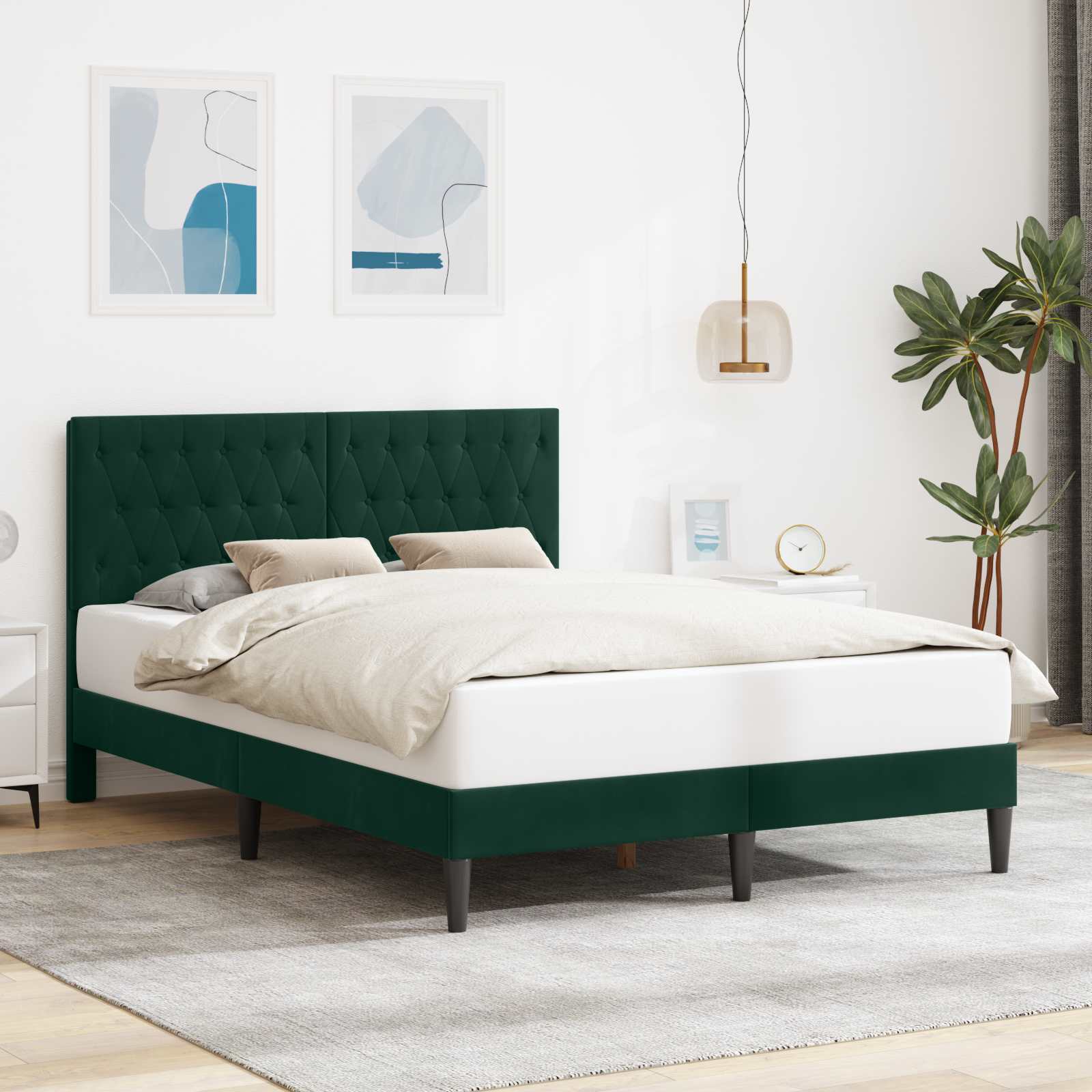 Bedframe met hoofdeinde Donkergroen 140 x 200 cm Fluweel