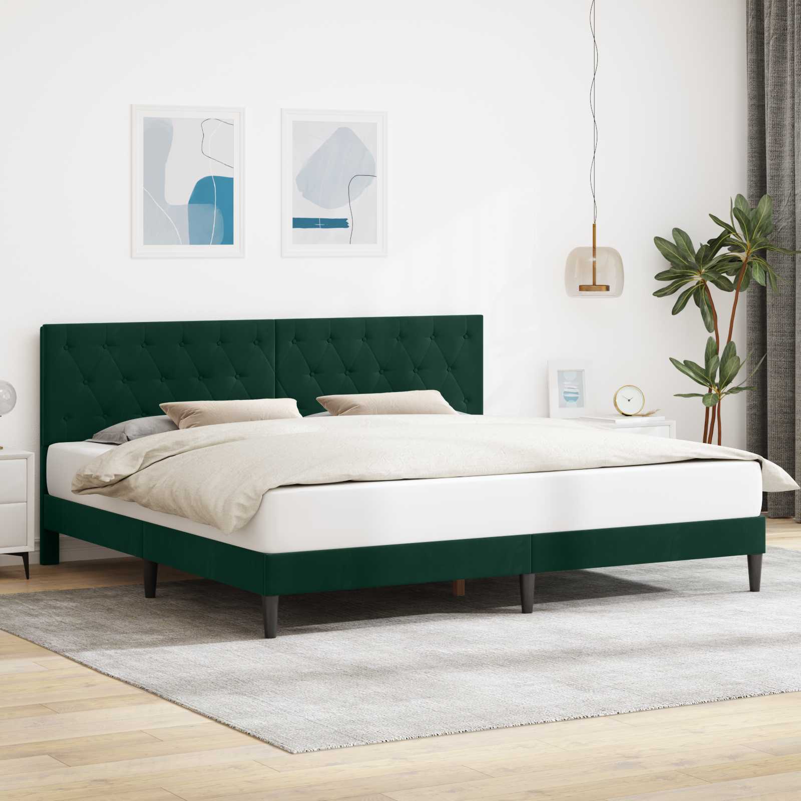 Bedframe met hoofdeinde Donkergroen 180 x 200 cm Fluweel