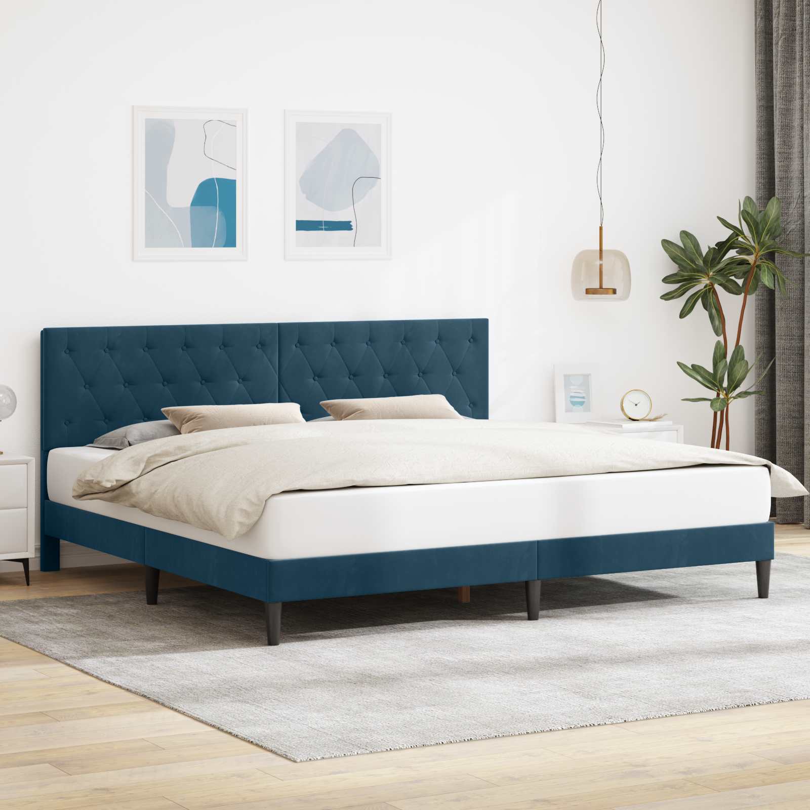 Bedframe met hoofdeinde Blauw 180 x 200 cm Fluweel
