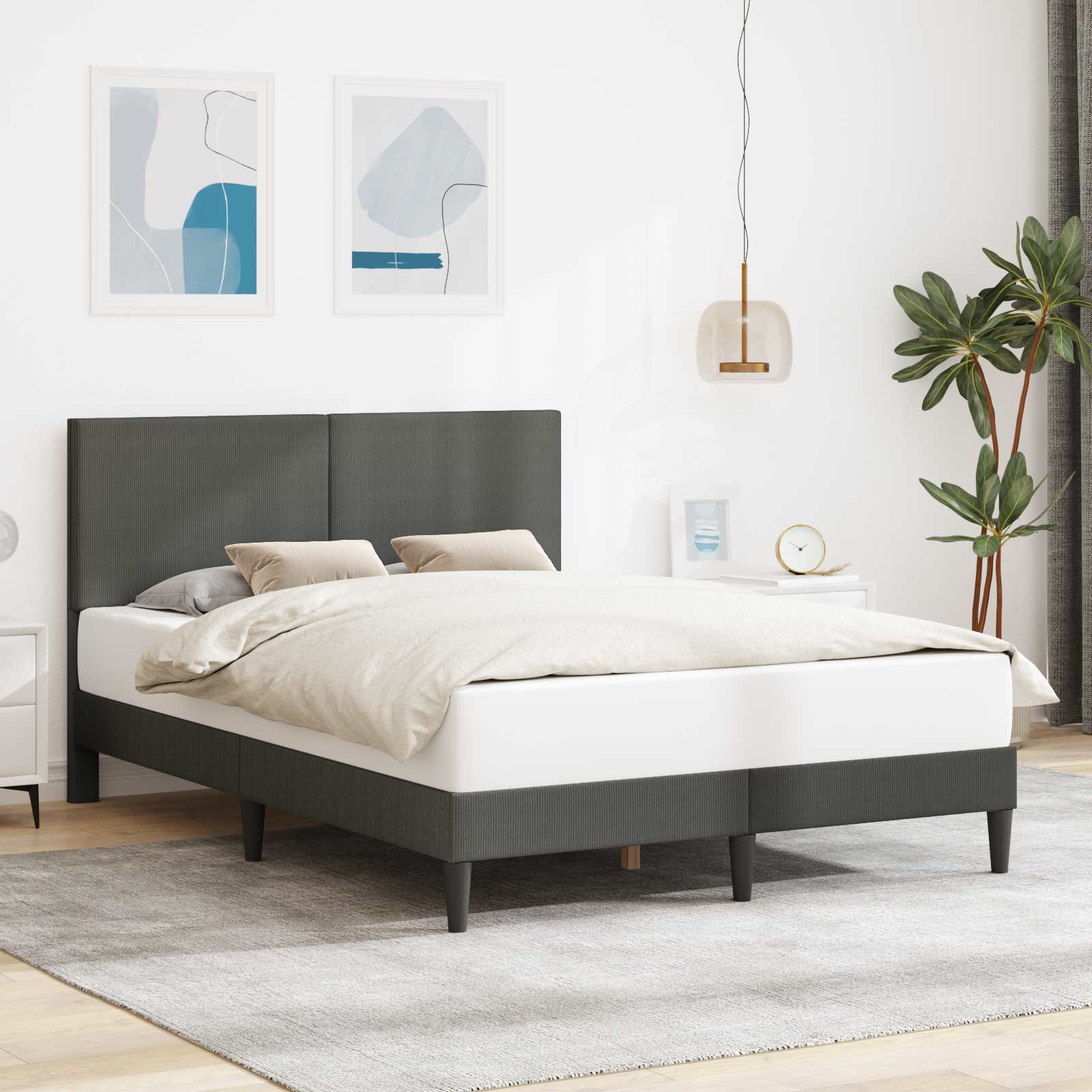 Bedframe met hoofdeinde Donkergrijs 120 x 200 cm Katoen Stof – afbeelding 1