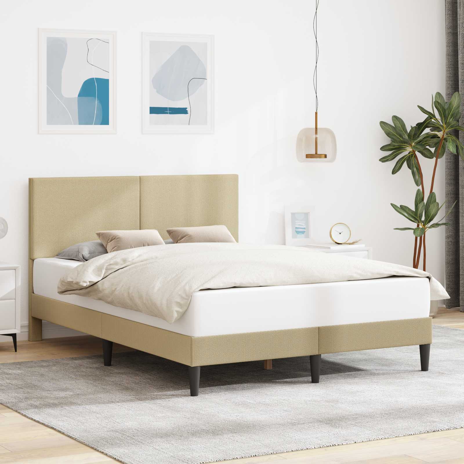 Bedframe Lichtgroen Grijs 160 x 200 cm Katoen Stof – afbeelding 1