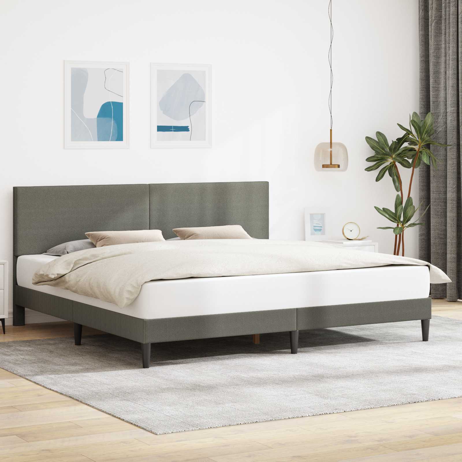 Bedframe met hoofdeinde Lichtgrijs 180 x 200 cm Katoen Stof – afbeelding 1