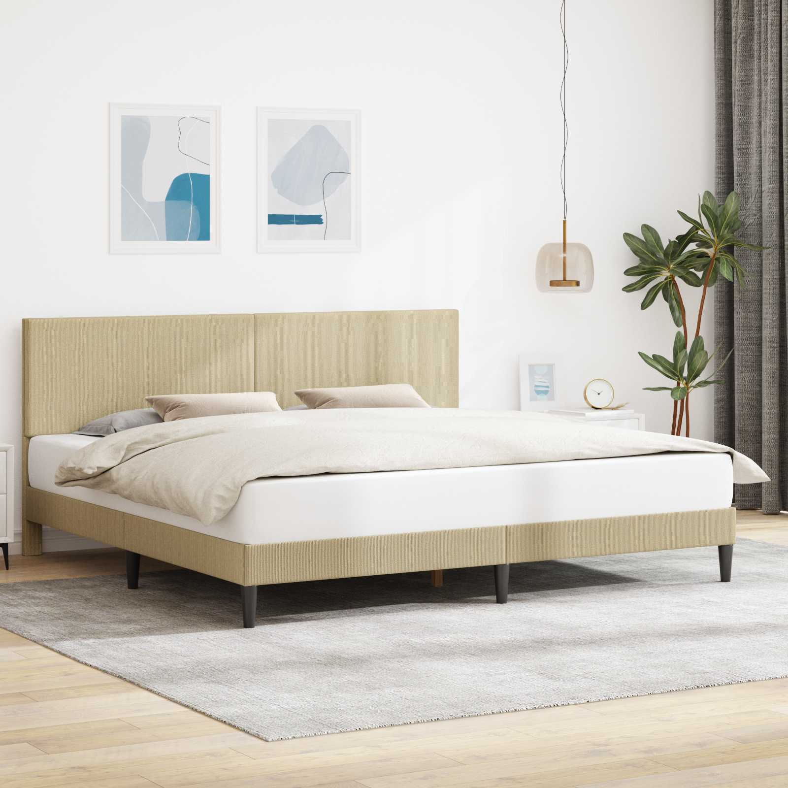 Bedframe Lichtgroen Grijs 180 x 200 cm Katoen Stof – afbeelding 1