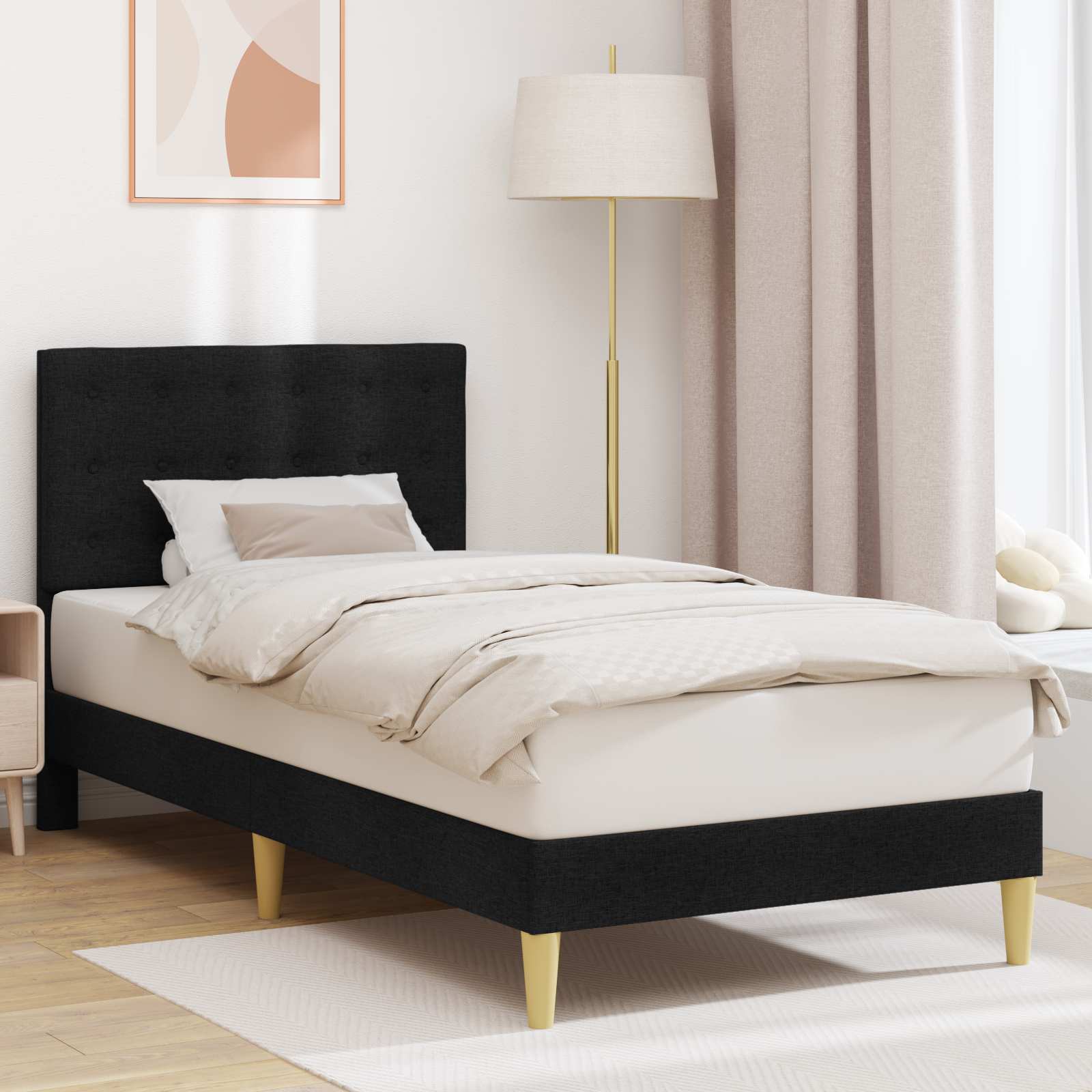Bedframe met hoofdeinde Zwart 80 x 200 cm Stof