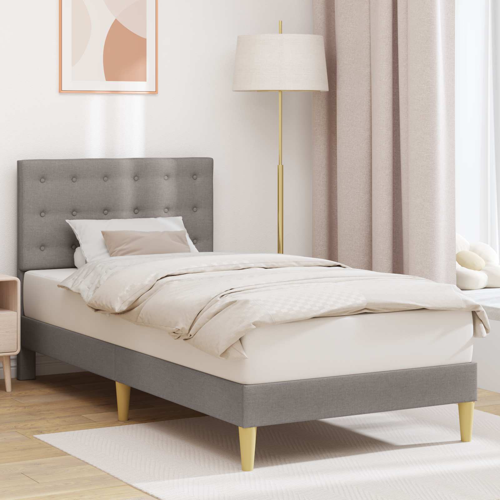 Bedframe met hoofdeinde Taupe 90 x 190 cm Stof