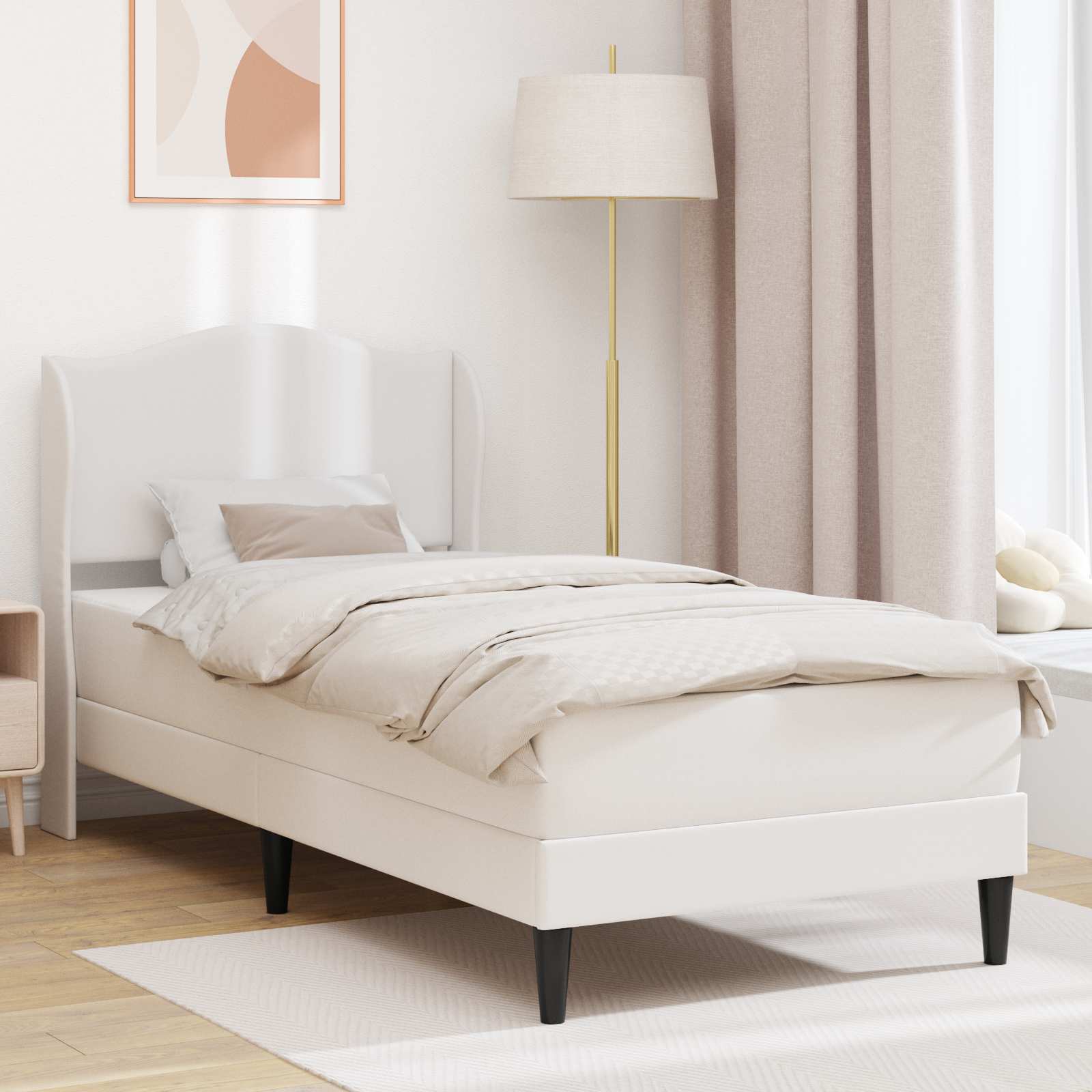 Bedframe met hoofdeinde Wit 100 x 200 cm Kunstleer – afbeelding 1