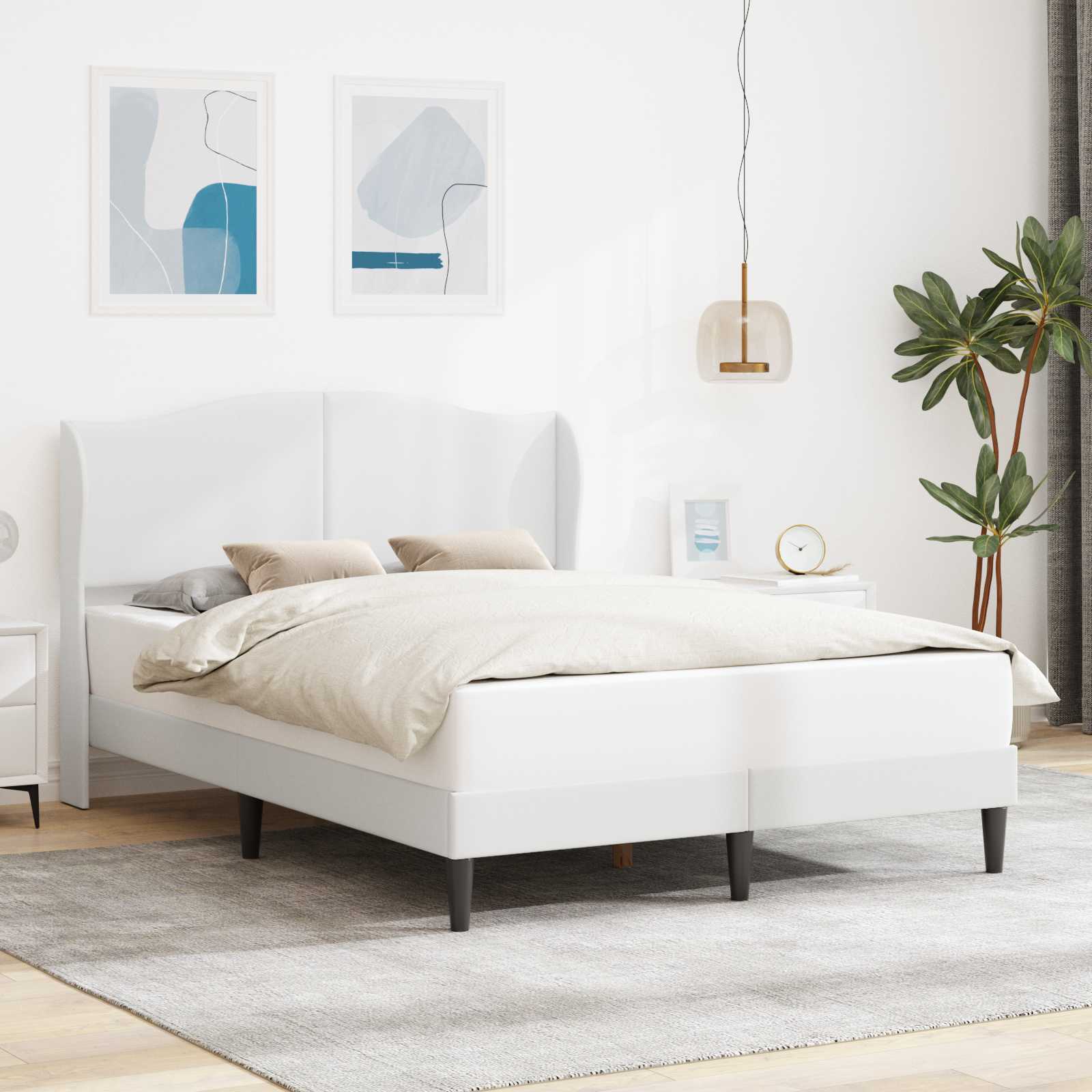Bedframe met hoofdeinde Wit 120 x 200 cm Kunstleer – afbeelding 1