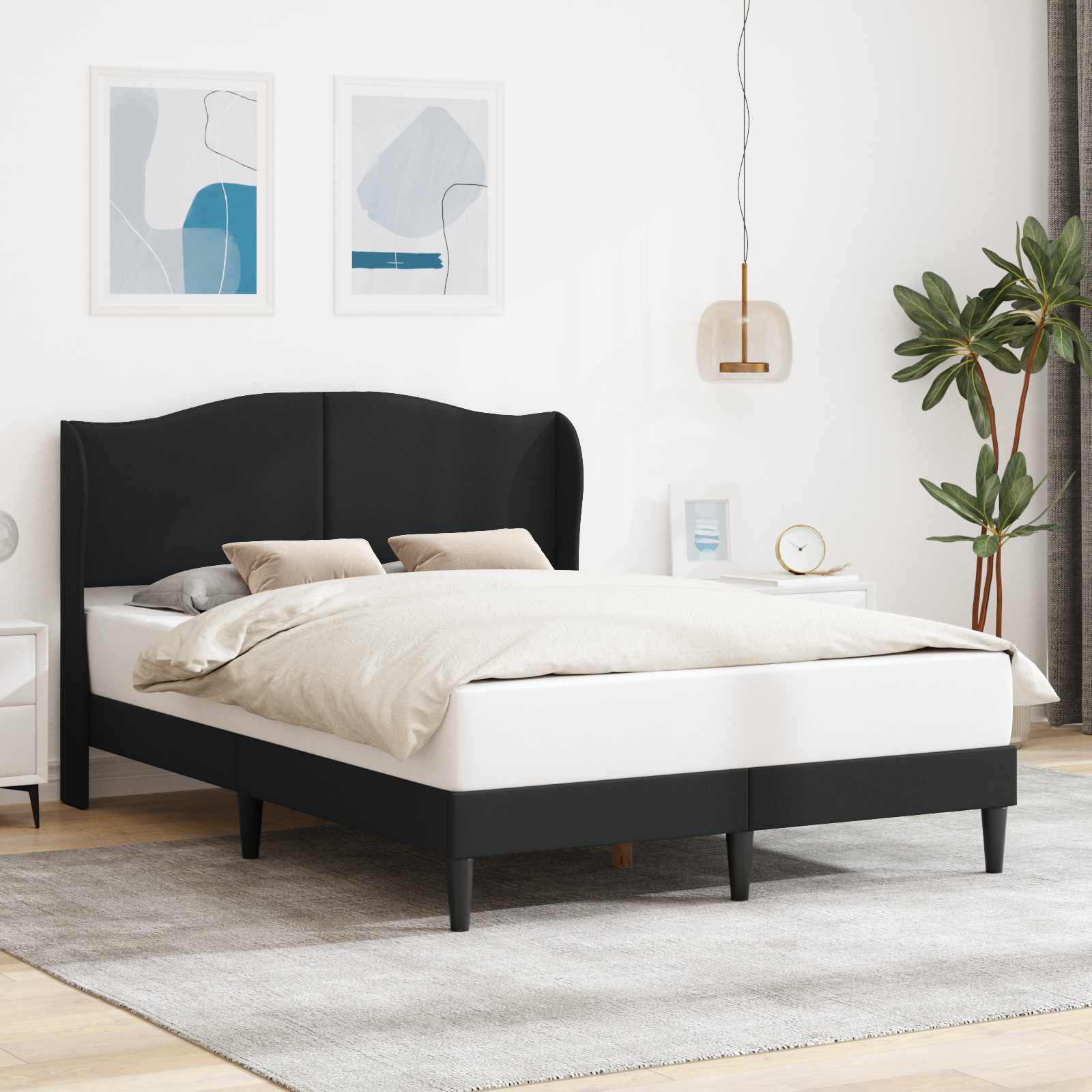 Bedframe met hoofdeinde Zwart 160 x 200 cm Kunstleer – afbeelding 1