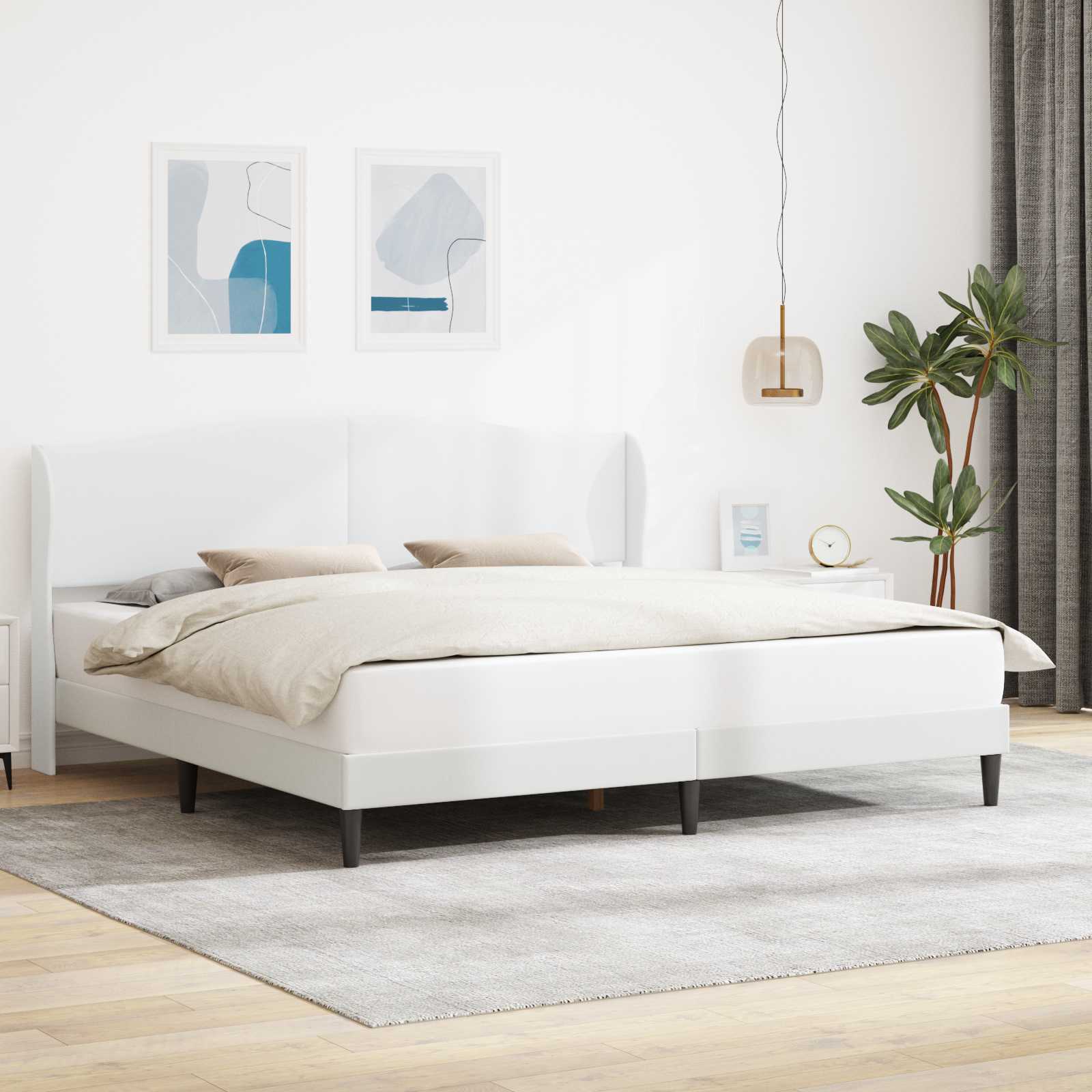 Bedframe met hoofdeinde Wit 180 x 200 cm Kunstleer – afbeelding 1
