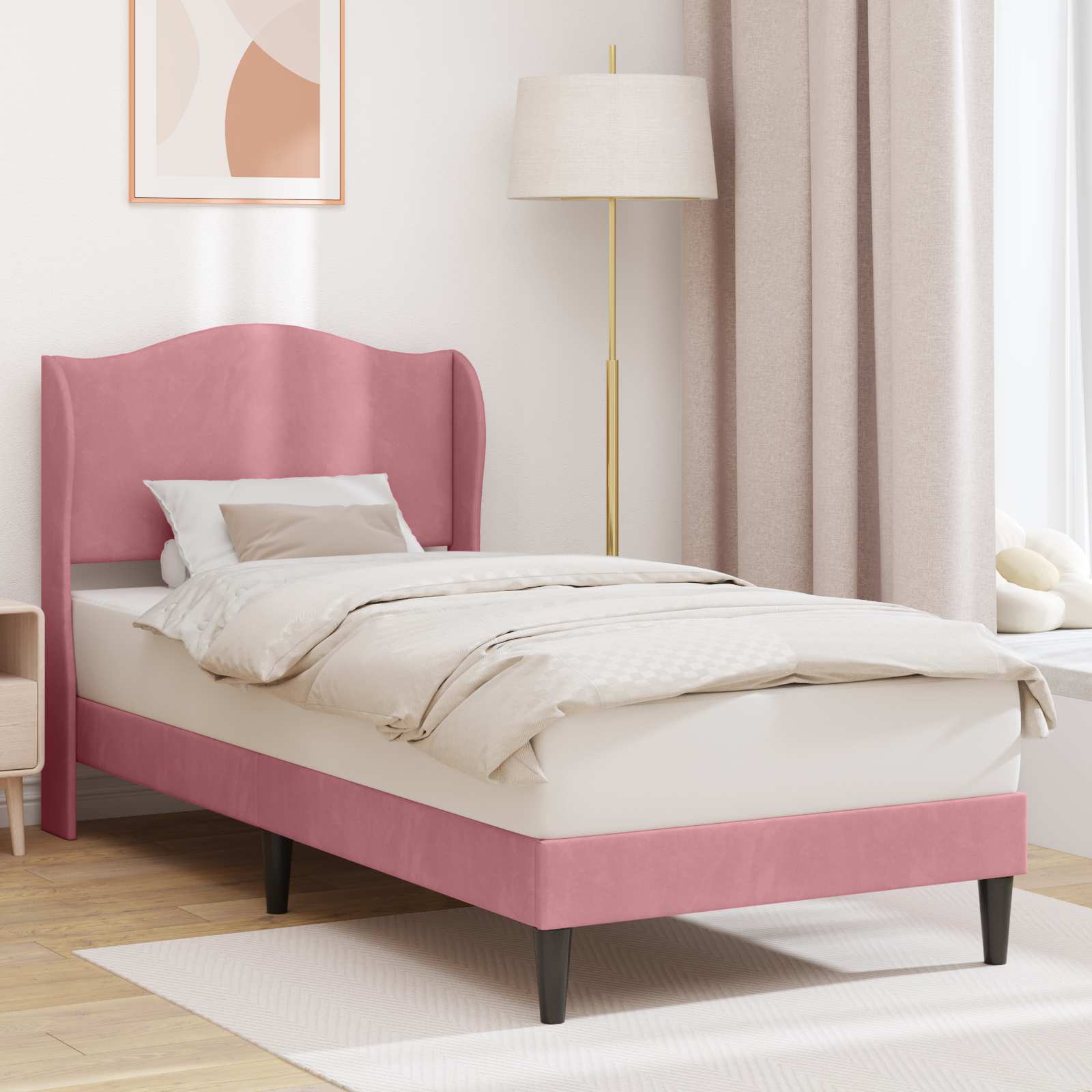 Bedframe met hoofdeinde Roze 80 x 200 cm Fluweel – afbeelding 1